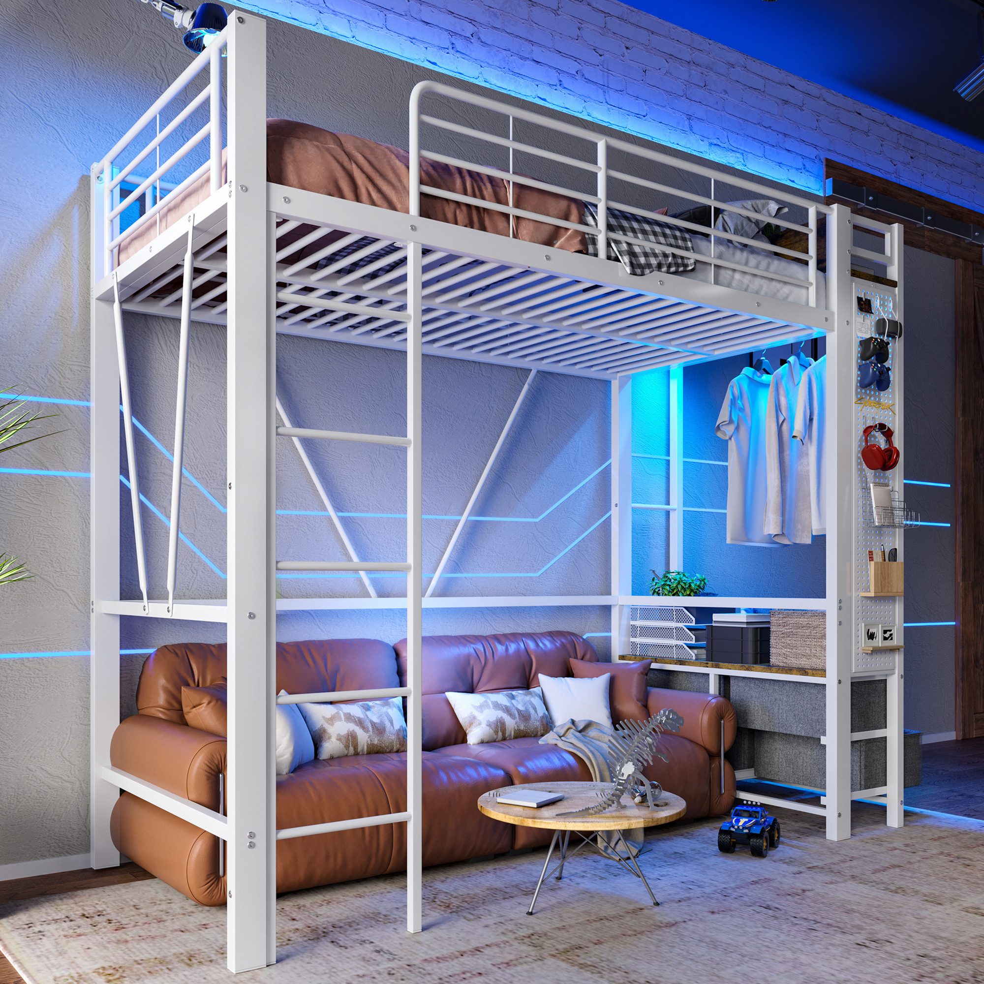 TavilaEcon Hochbett mit Trockenstab & Einlegeböden, 4 Schubladen, USB+TYPE- günstig online kaufen