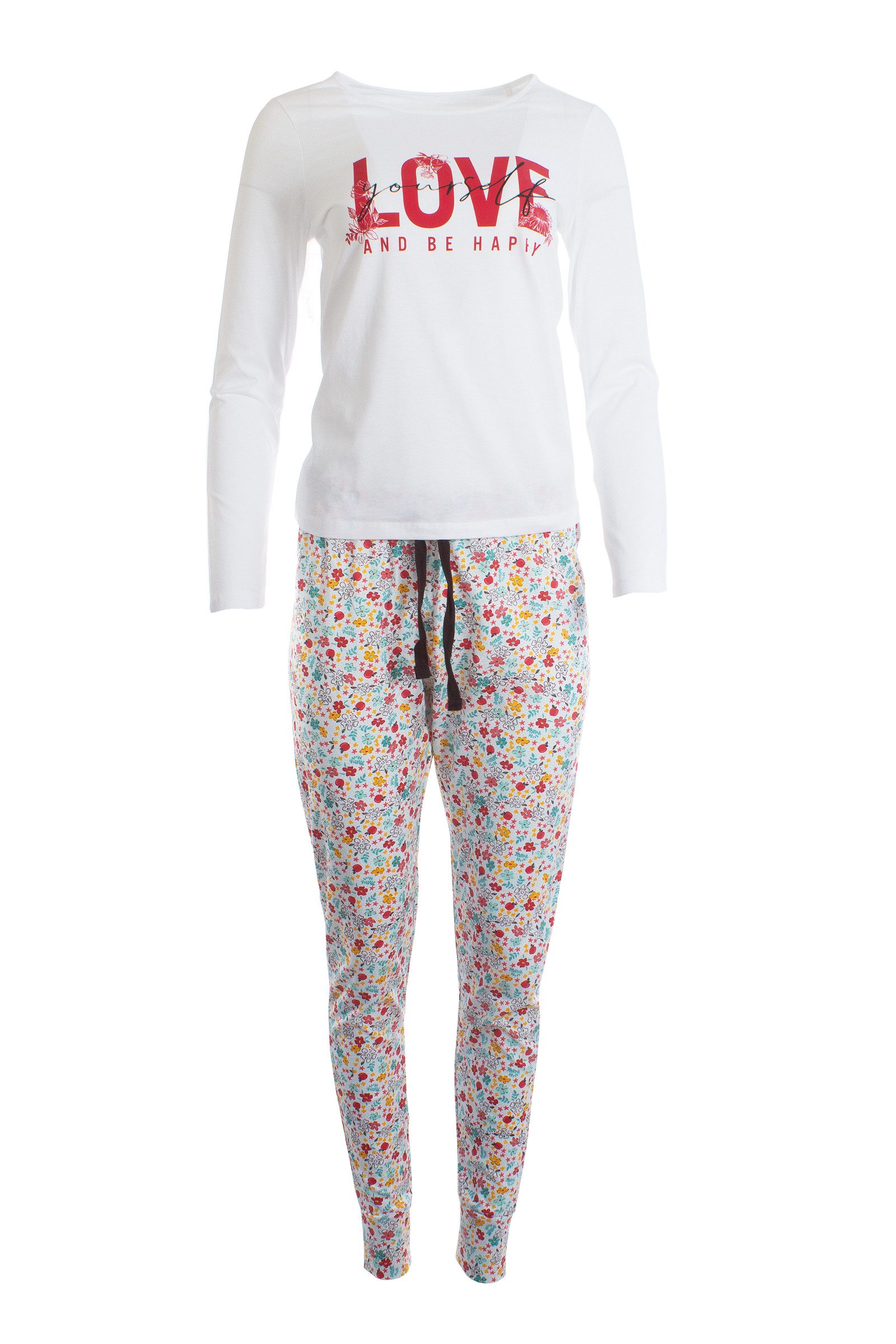 Era&Me Pyjama Damen Pyjama Set Schlafhose + Langarm Oberteil (Schlafanzug Schlafhose + Langarm Oberteil, 2 tlg., Schlafanzug Set) Hoher Baumwollanteil