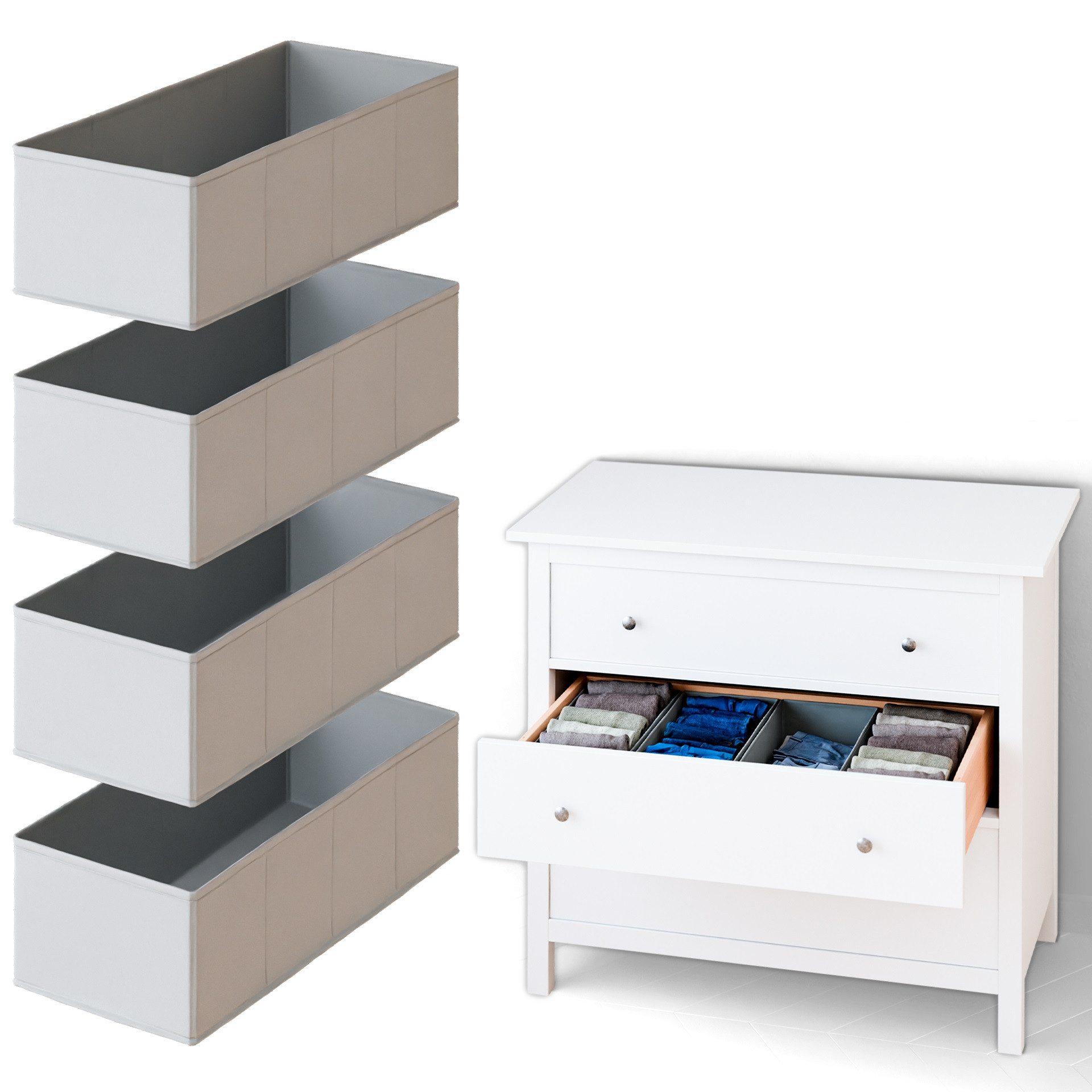 Clutter Cover Organizer fr Hemnes Kommode (4er-Set), Boxen fr Schublade
