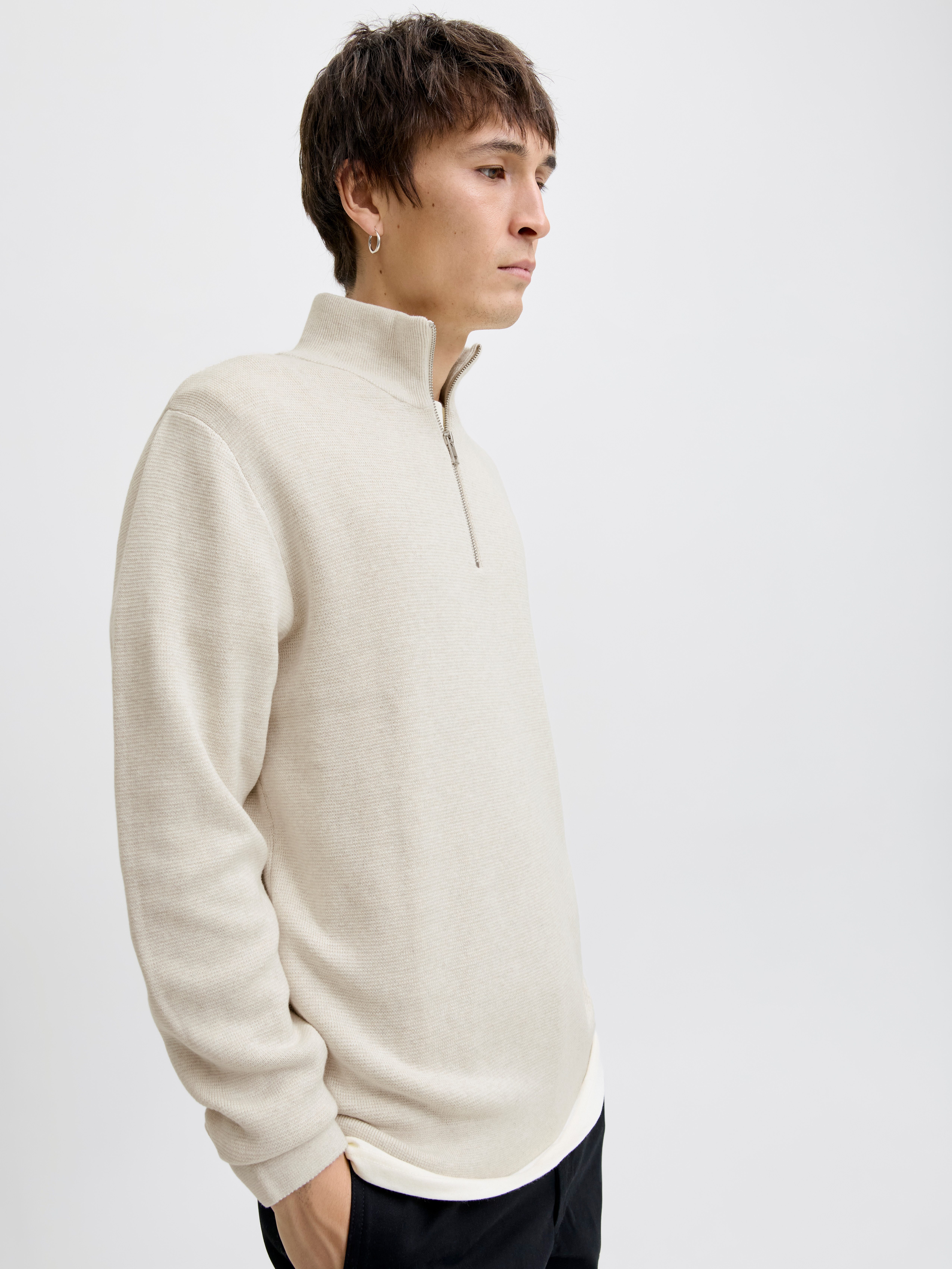 Jack & Jones Troyer JPRBLAMILANO STITCH KNIT HALF ZIP SN Baumwolle, relaxed fit