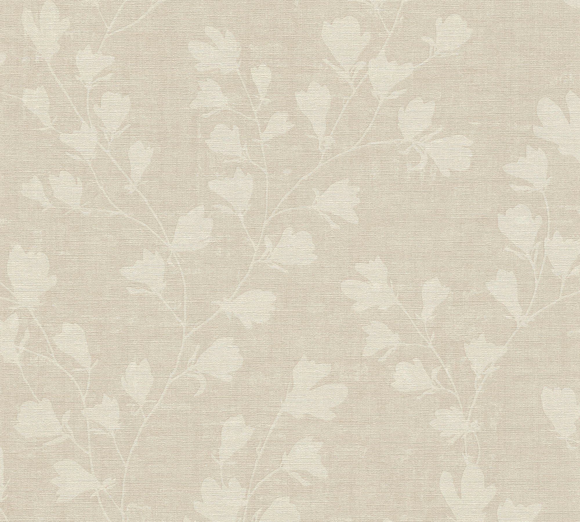 A.S. Création Vliestapete Nara Blätterranke, leicht strukturiert, matt, gemustert, neutral, (1 St), Tapete Natur Tapeten Wohnzimmer Schlafzimmer Küche modern Design Optik