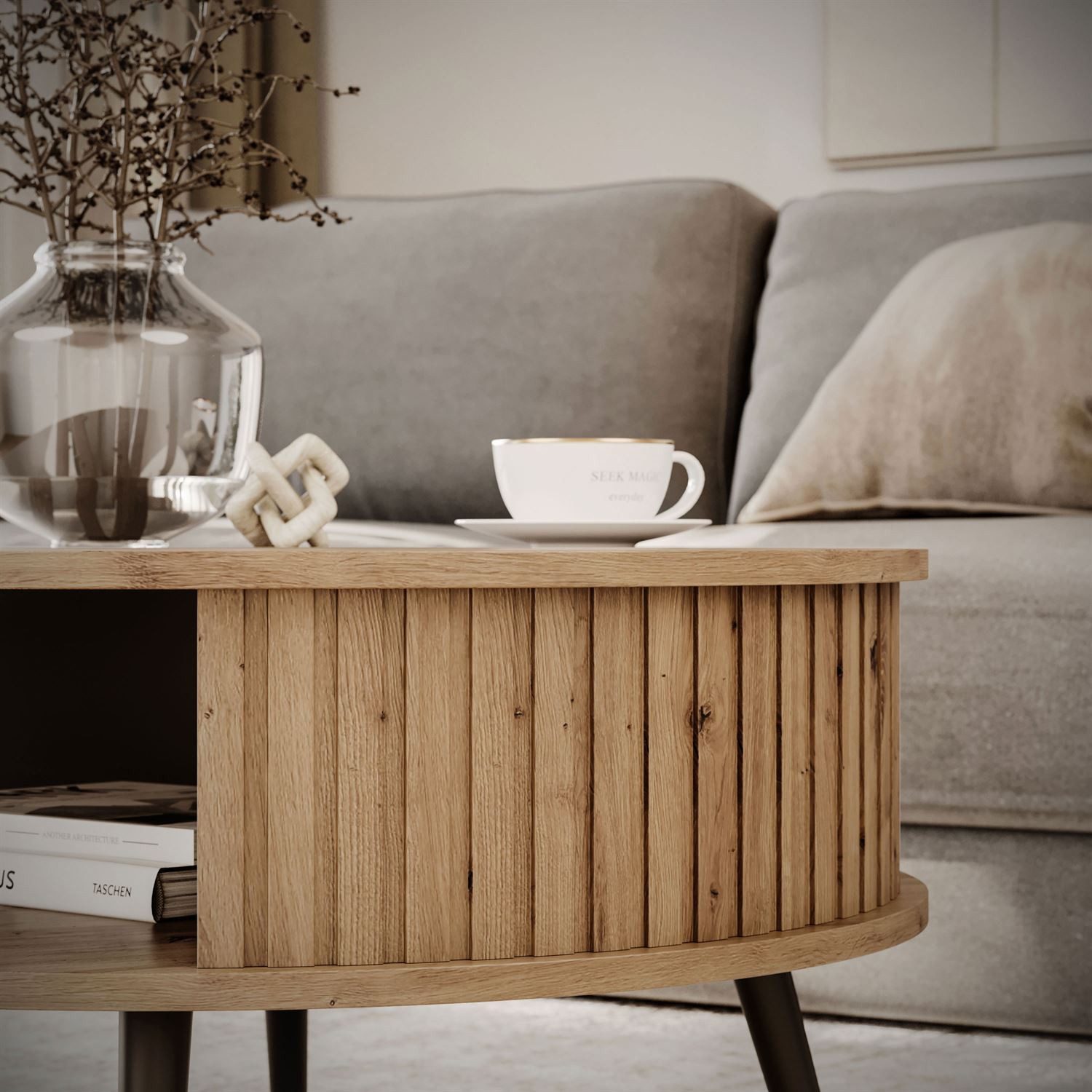 Lookway Couchtisch IVY Runder Sofatisch mit Ablage (1 Tisch), Durchmesser: ⌀ 76 cm, Höhe: 44 cm – Bild 4 von 5