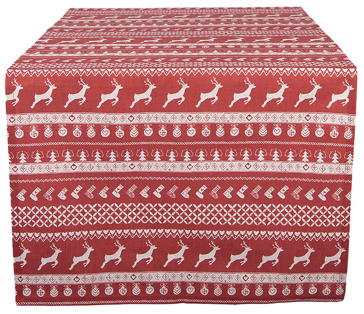 Clayre & Eef Tischläufer Nordic Christmas (1-tlg, 1-teilig), Tischläufer Tischdecke ca.50x140cm Baumwolle