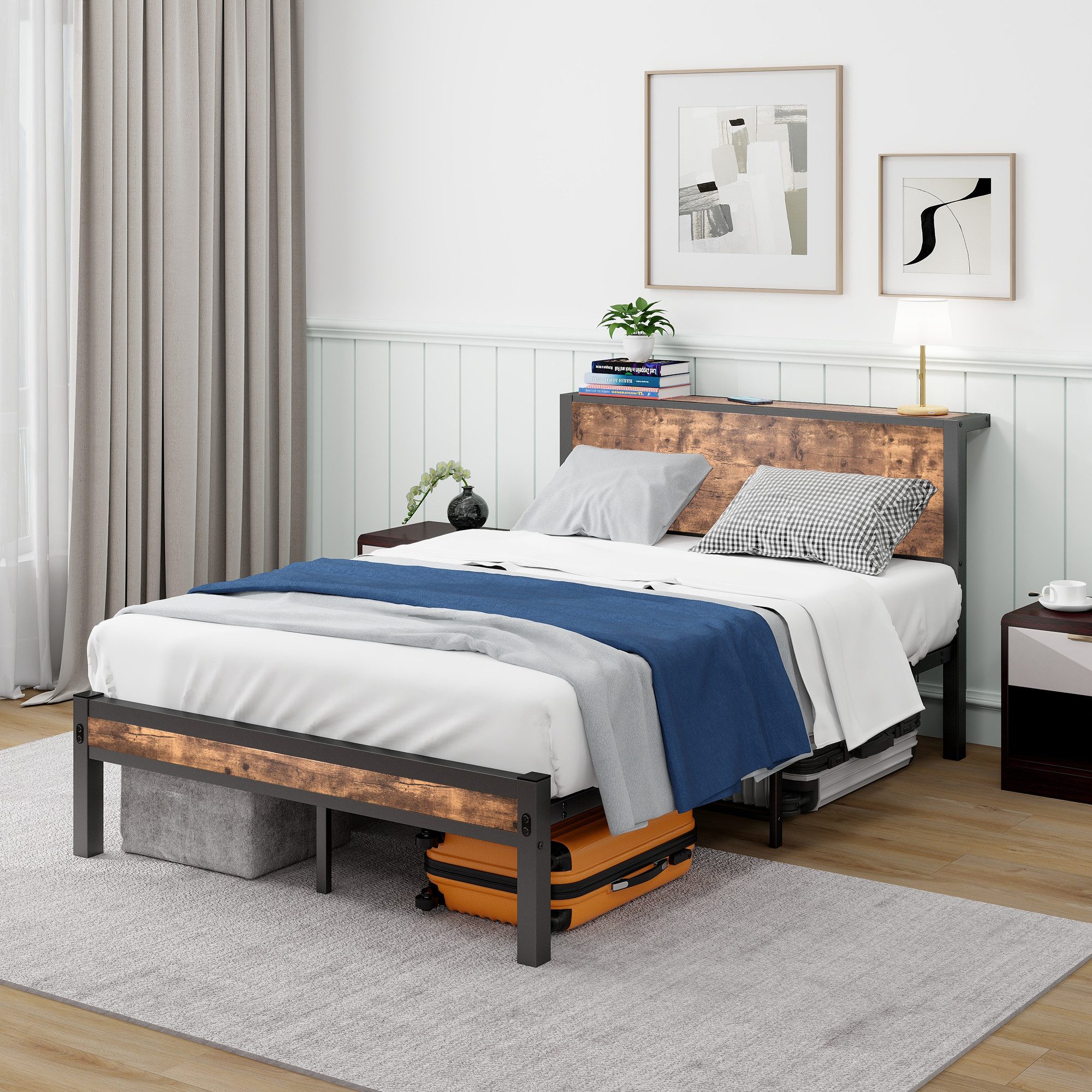 Odikalo Polsterbett Jugendbett Metallbett Kopfteil Geräuschfrei 90/120/140x günstig online kaufen