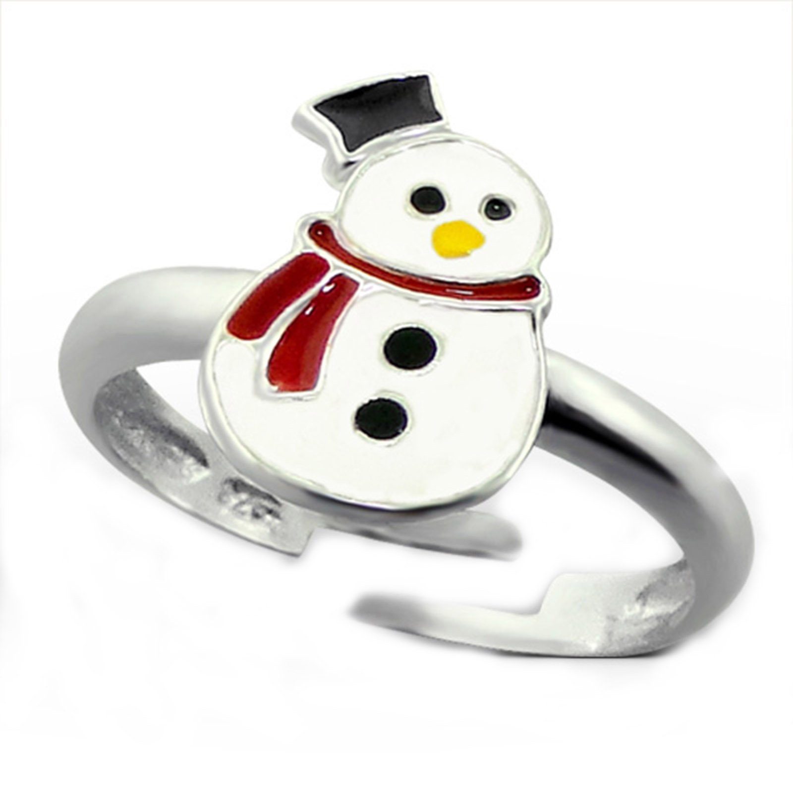 schmuck23 Fingerring Kinder Ring Schneemann Weihnachten 925 Silber, Kinderschmuck Mädchen Geschenk