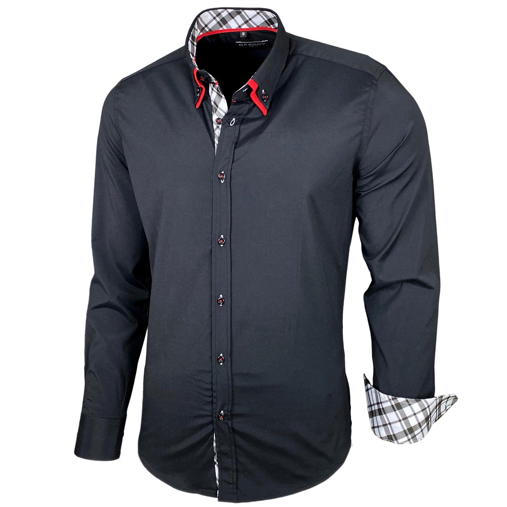 Langarmhemd Baxboy Herren Hemd Kentkragen Hemden Slim Fit Anzug Kontrasten B 507