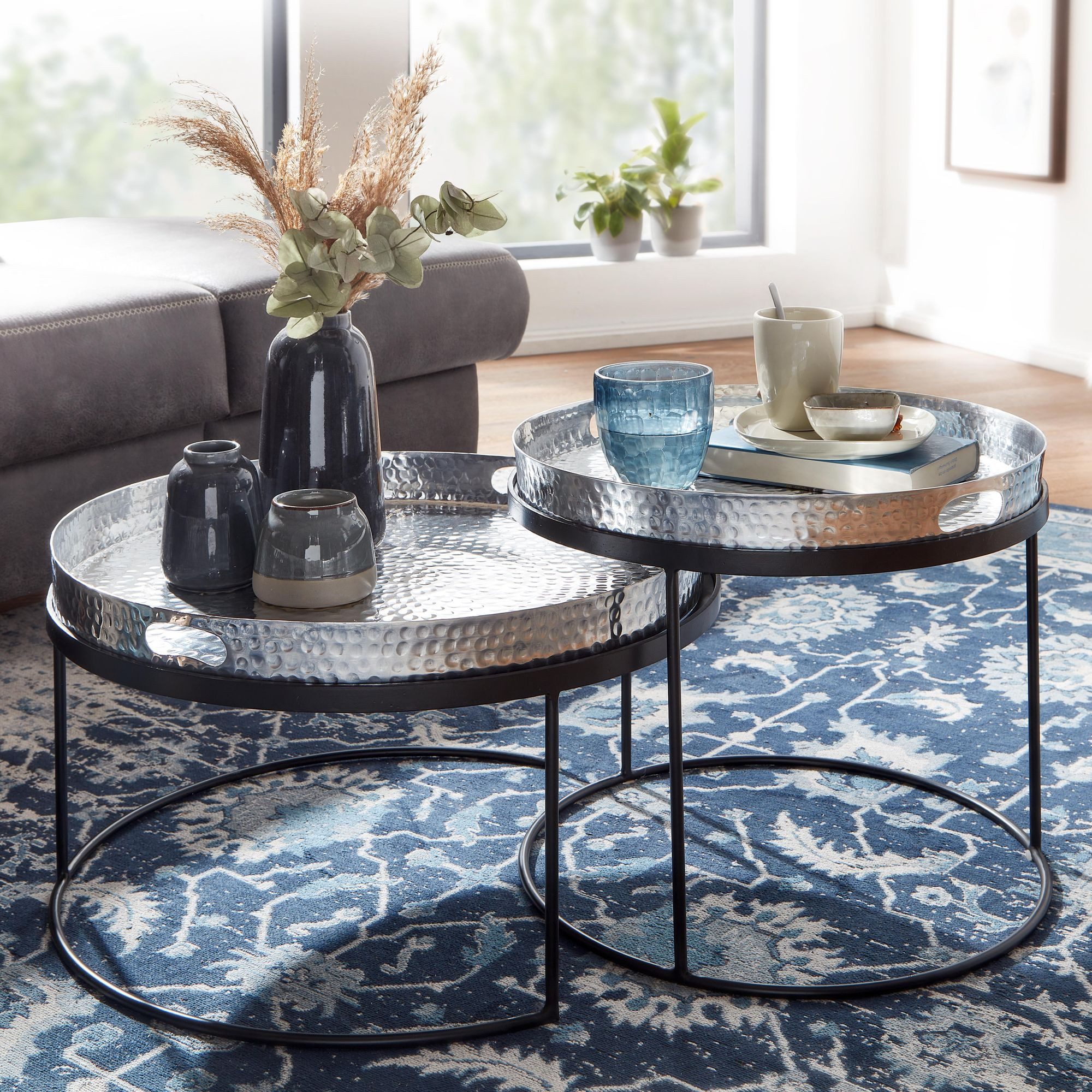 FINEBUY Satztisch FB30301 (2er Set Silber günstig online kaufen