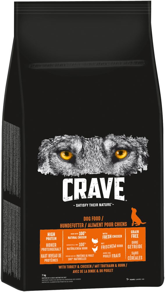CRAVE CRAVE™ Hund Beutel mit Truthahn und Huhn 7kg, Trockenfutter für: Hunde