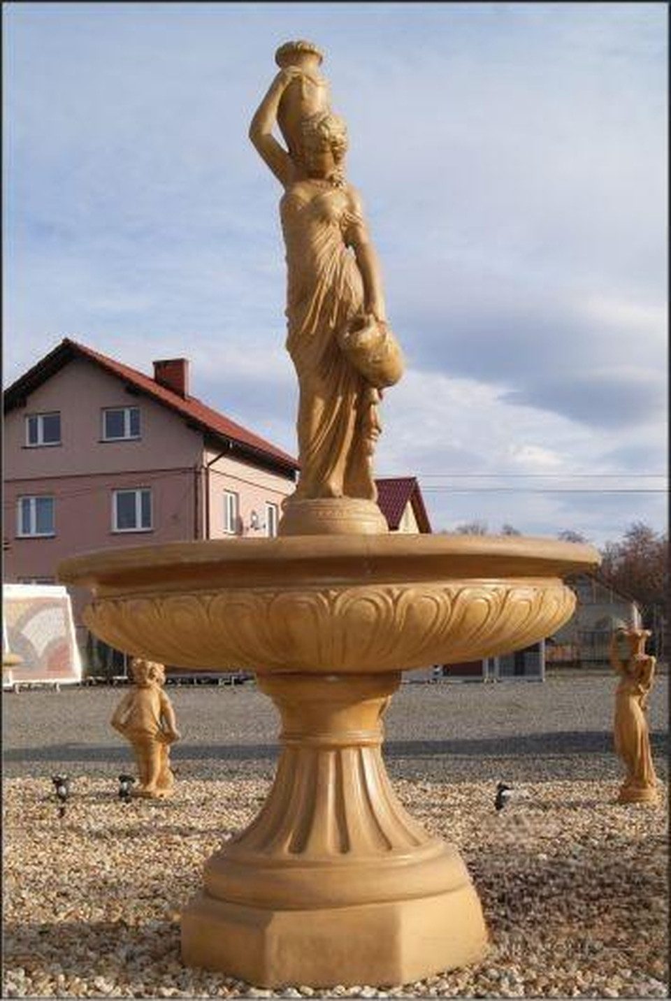 JVmoebel Gartenbrunnen Springbrunnen Garten Teich Steinbrunnen Gartenbrunnen Fontaine Neu, Made in Europa