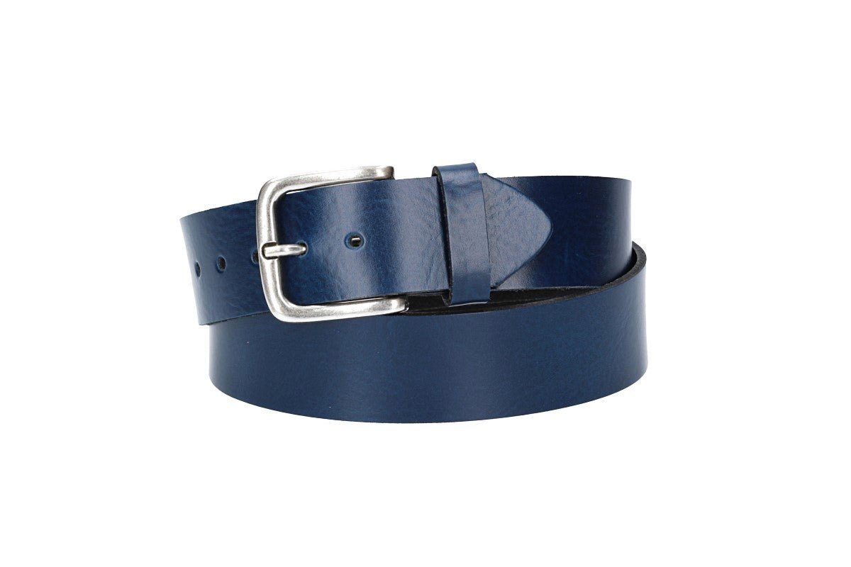 Ledergürtel Ledergürtel Kids 30mm in Blau, Marine mit Dornschließe in Silber