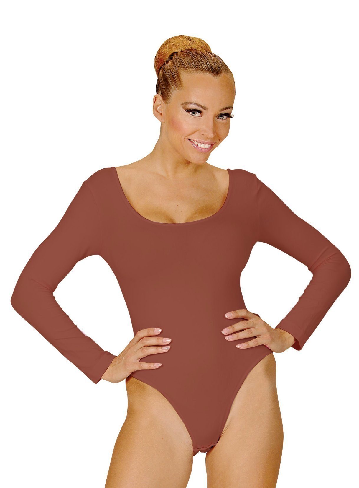 Widdmann Kostüm Body braun, Einfarbige Basics zum individuellen Kombinieren