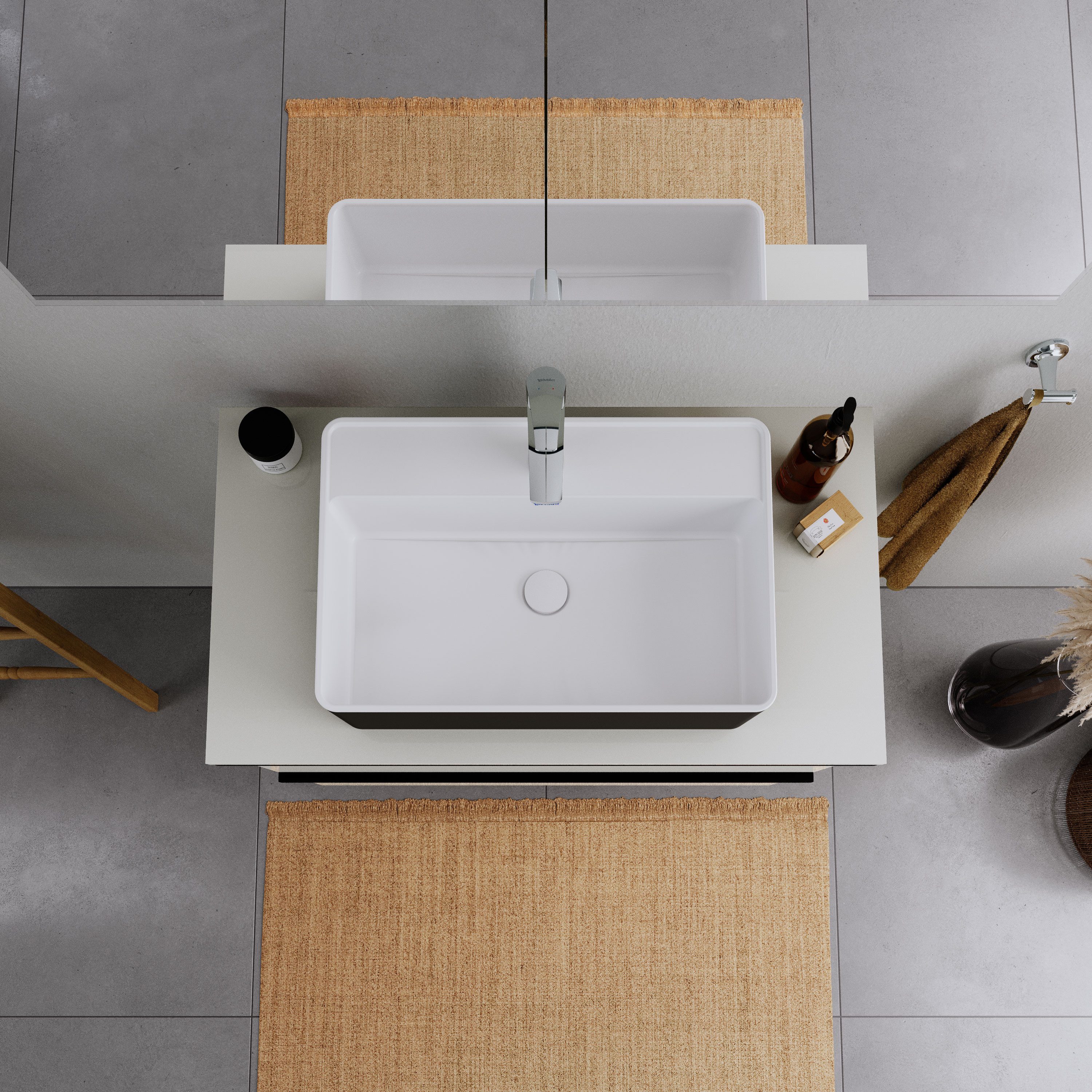 Duravit Waschbecken DuraBrezza, mit Hahnlochbank, 60x40x14 cm, aus Mineralguss – Farbe wählbar