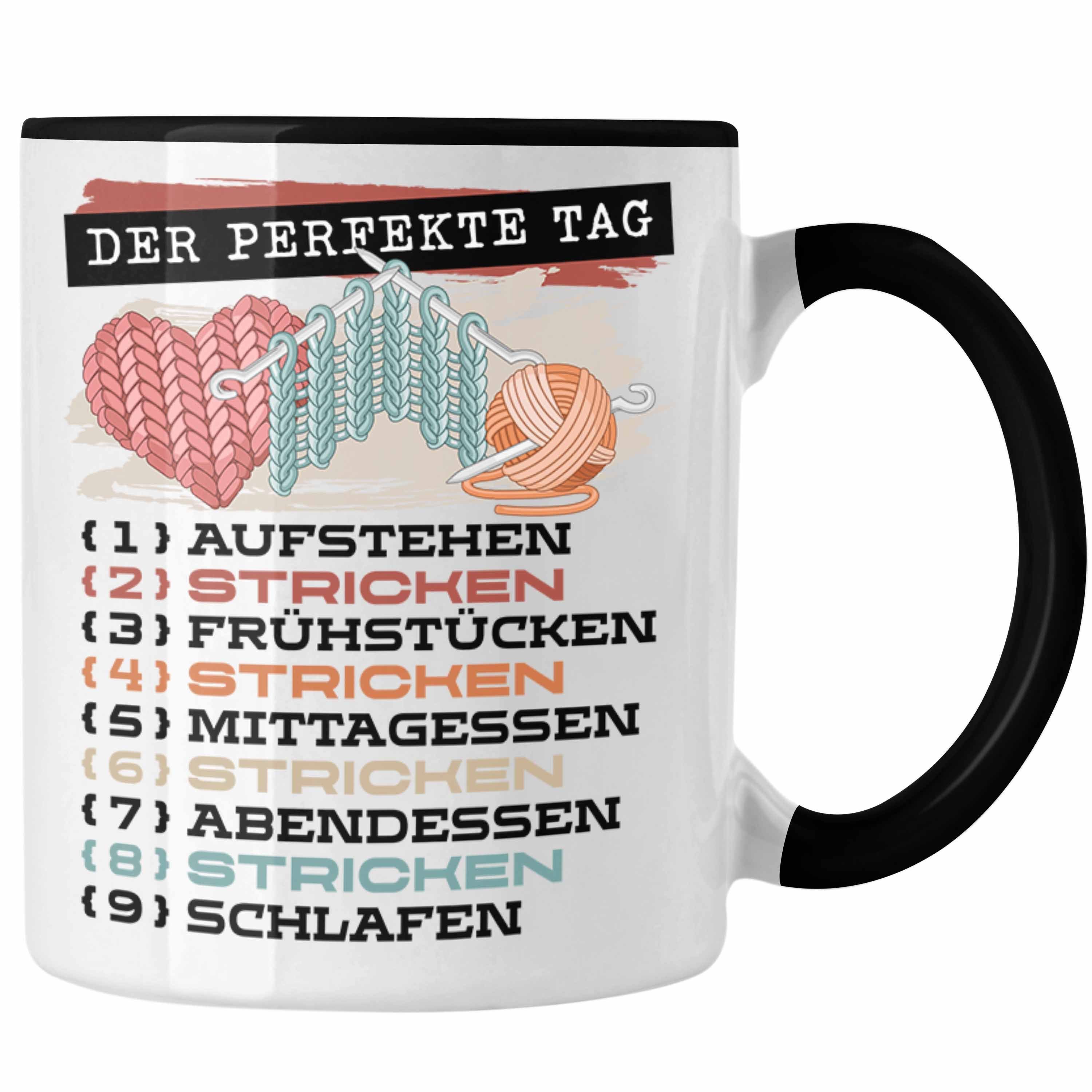 Trendation Tasse Trendation - Stricken Tasse Geschenk Becher Der Perfekte Tag Häckeln G Schwarz