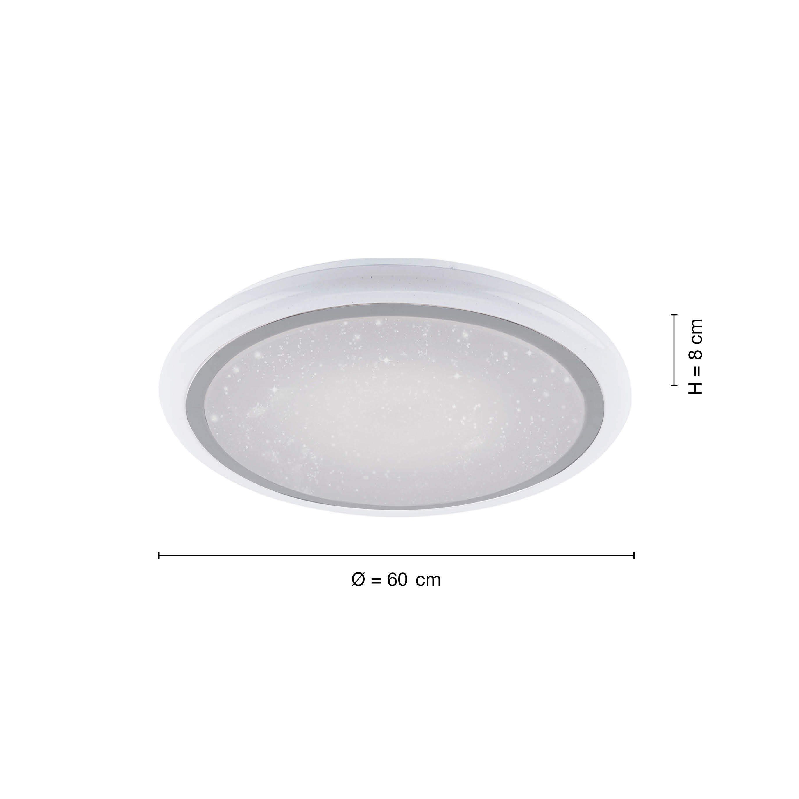 SellTec LED Deckenleuchte LED Deckenlampe LUISA 60cm, Farbwechselsteuerung (CCT-Lichtmanagement), RGB Farbwechsel, dimmbar über Fernbedienung, Memory-Funktion, 1xLED-Board / 37,00 Watt, warmweiss - kaltweiß (CCT), LED Sternenhimmel, dimmbar, CCT + RGB Farbwechsel