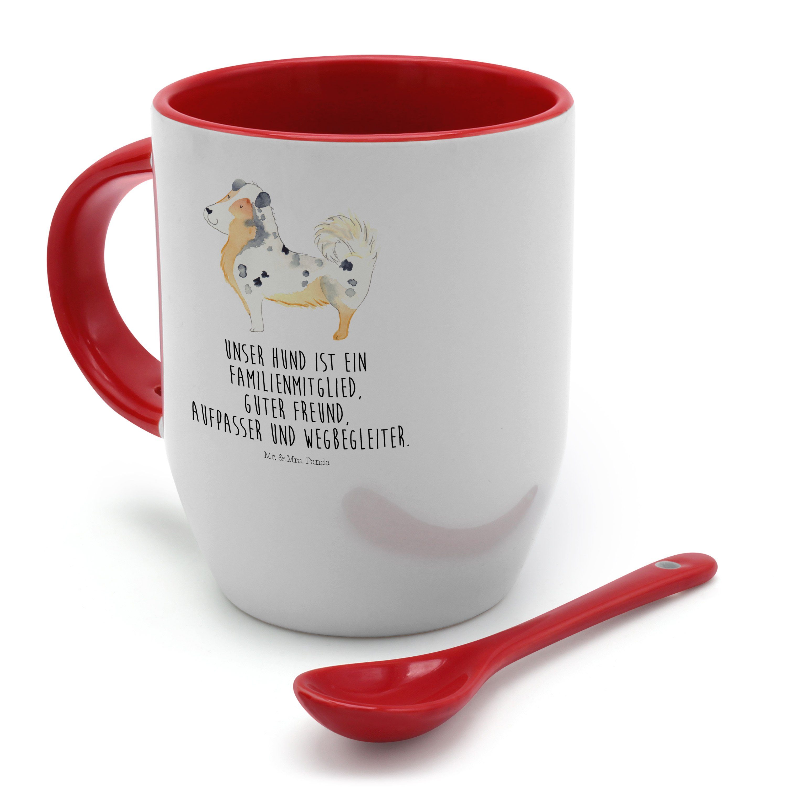 Mr. & Mrs. Panda Australien - Tasse Weiß Keramik Löffel, mit Geschenk, - Shepherd Tasse Kaffeetasse