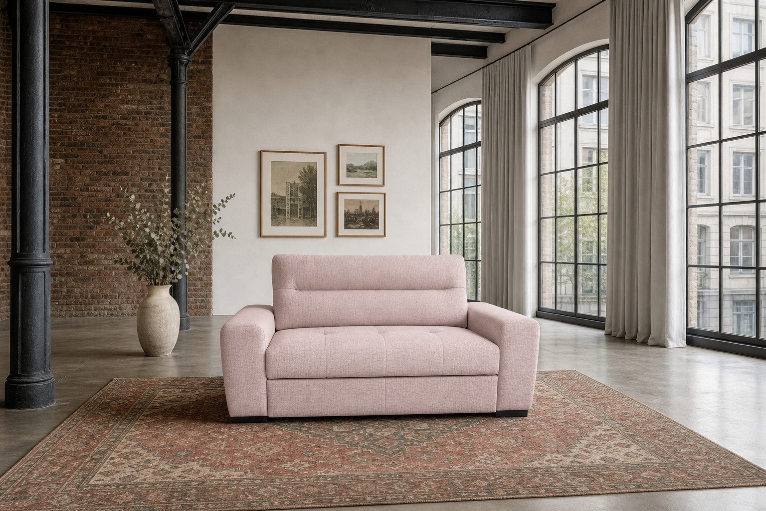 foamnova 2-Sitzer Carlisle, kompakt, für kleine Räume, Breite nur 183 cm, klaren Linie, zeitlose Optik, zwei vollwertige Sitzplätze