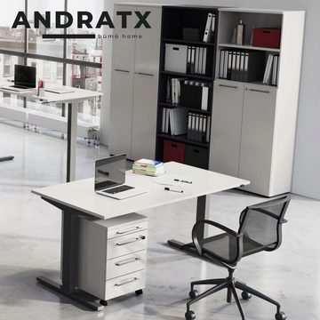 bümö Schreibtisch Andratx, höhenverstellbar, 160x80 cm, Eiche-Schwarz