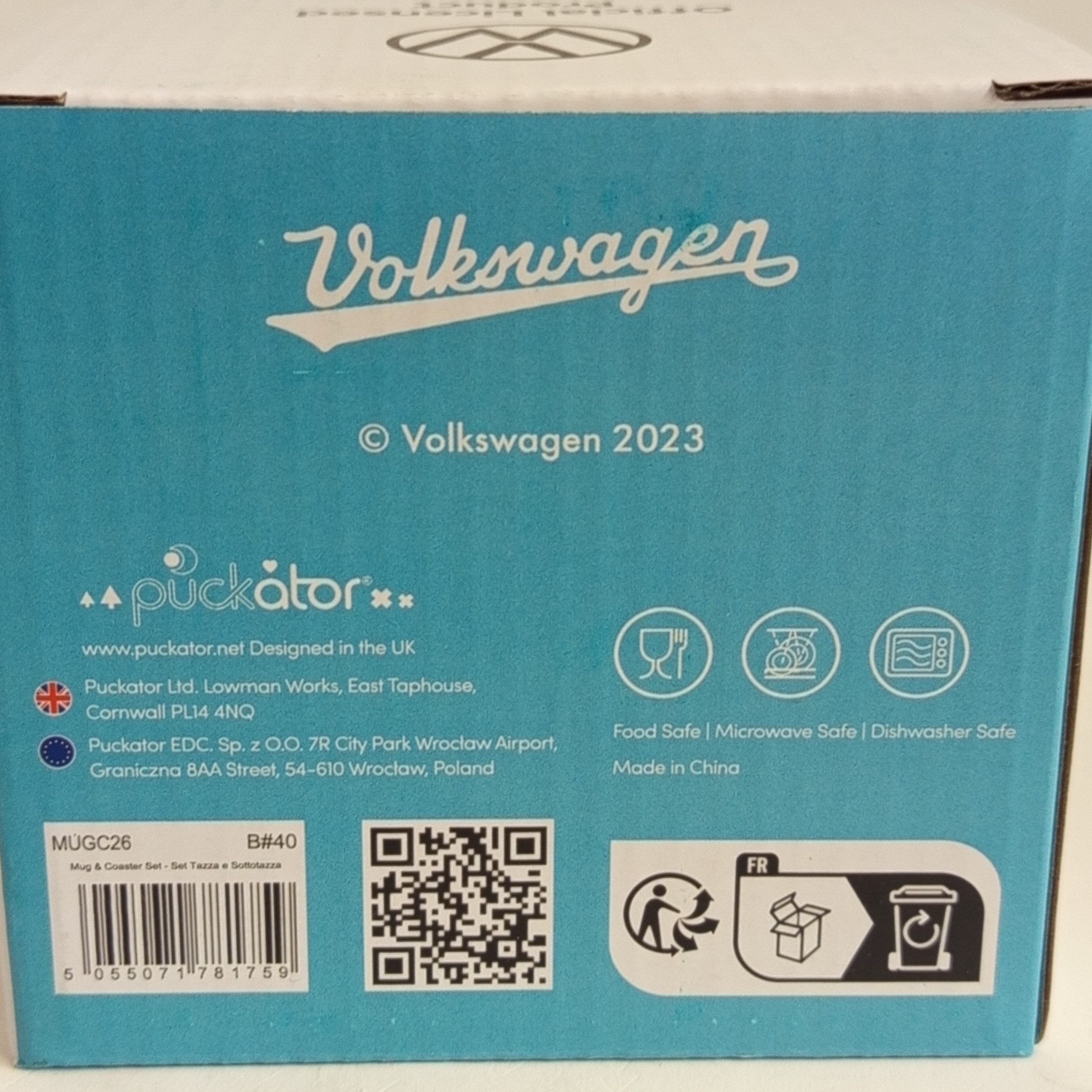 Puckator Tasse Volkswagen VW T1 Bulli Kaffeebecher mit Untersetzer