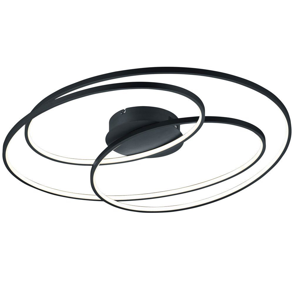 TRIO Leuchten LED Deckenleuchte, LED-Leuchtmittel fest verbaut, Warmweiß, LED Deckenlampe modern Design Deckenleuchte schwarz