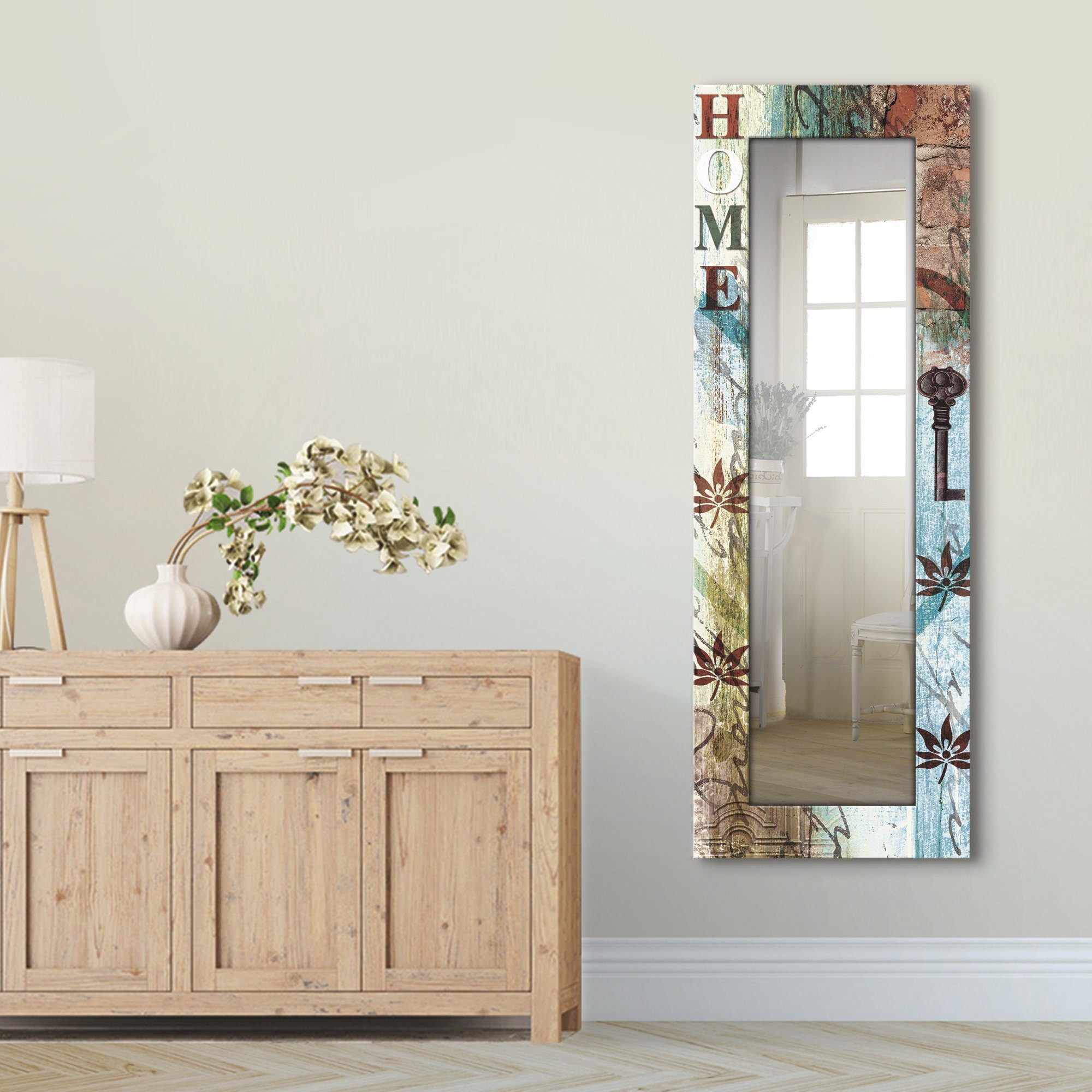 Artland Dekospiegel Buntes Motivrahmen, zu taktvollen in gerahmter Hause Ganzkörperspiegel, mit Landhaus Farben, Wandspiegel