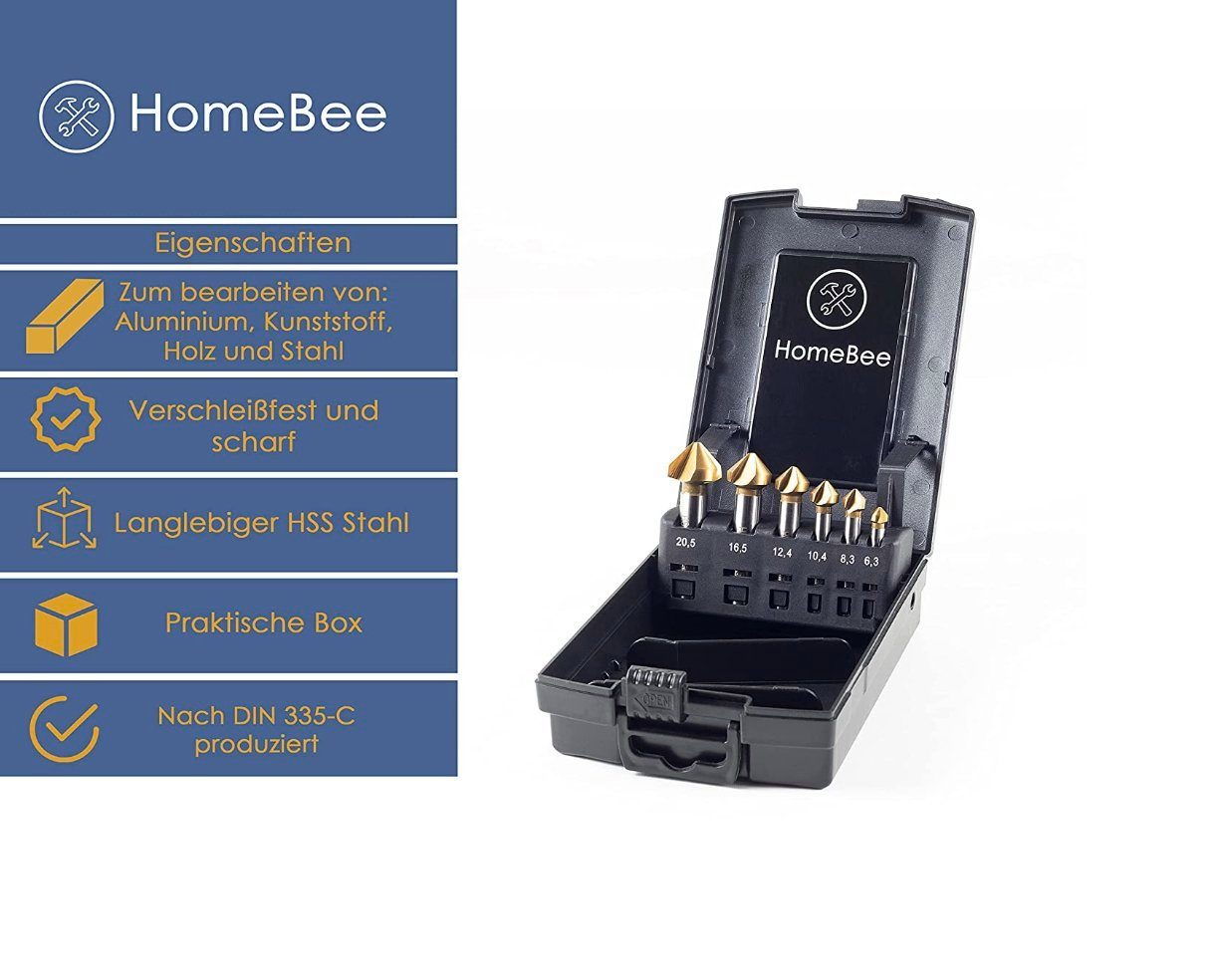 HomeBee Bohrersatz Bohrer Set Set, Kengelsenker, 6-tlg., Größen), 6 unterschiedliche und Robust Langlebig (6er