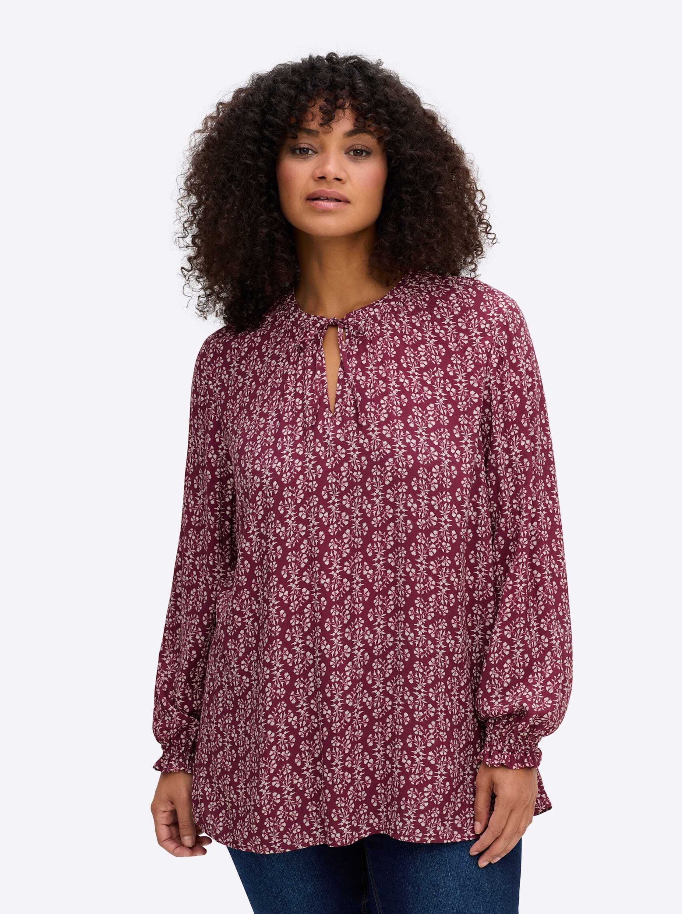 Sheego Klassische Bluse Tunika Langarm