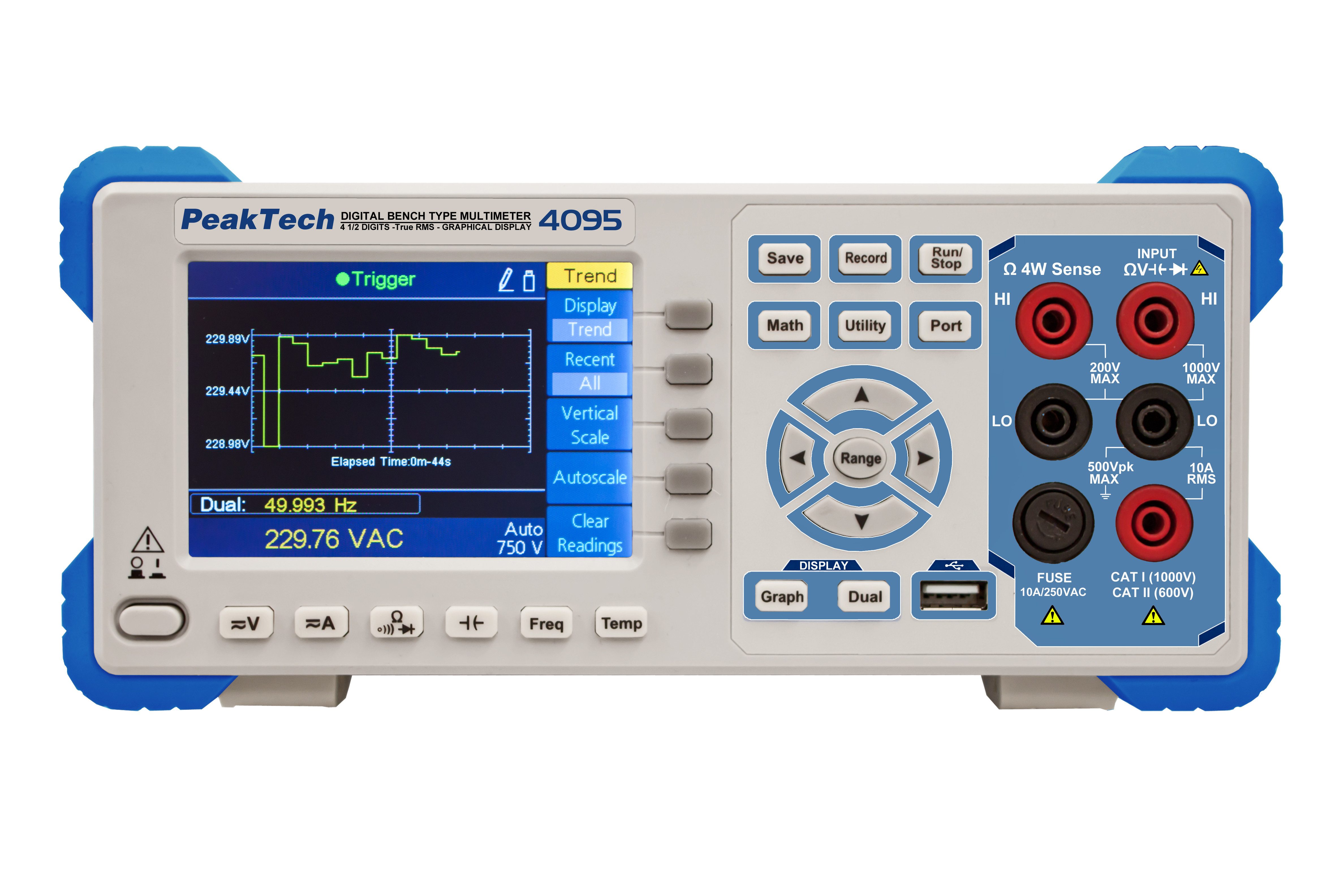 PeakTech Multimeter Grafisches TRMS-Tischmultimeter, TFT, Datalogger, Statistikfunktionen