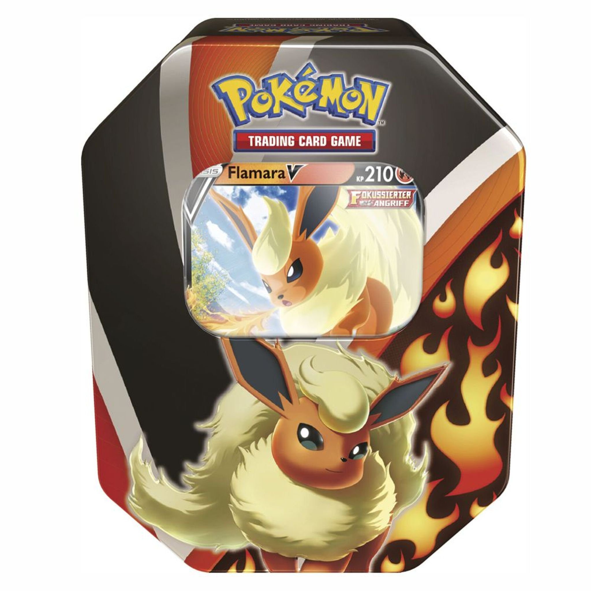 POKÉMON Sammelkarte Pokémon – Flamara-V - Evoli-Entwicklungen Tin Box - deutsch