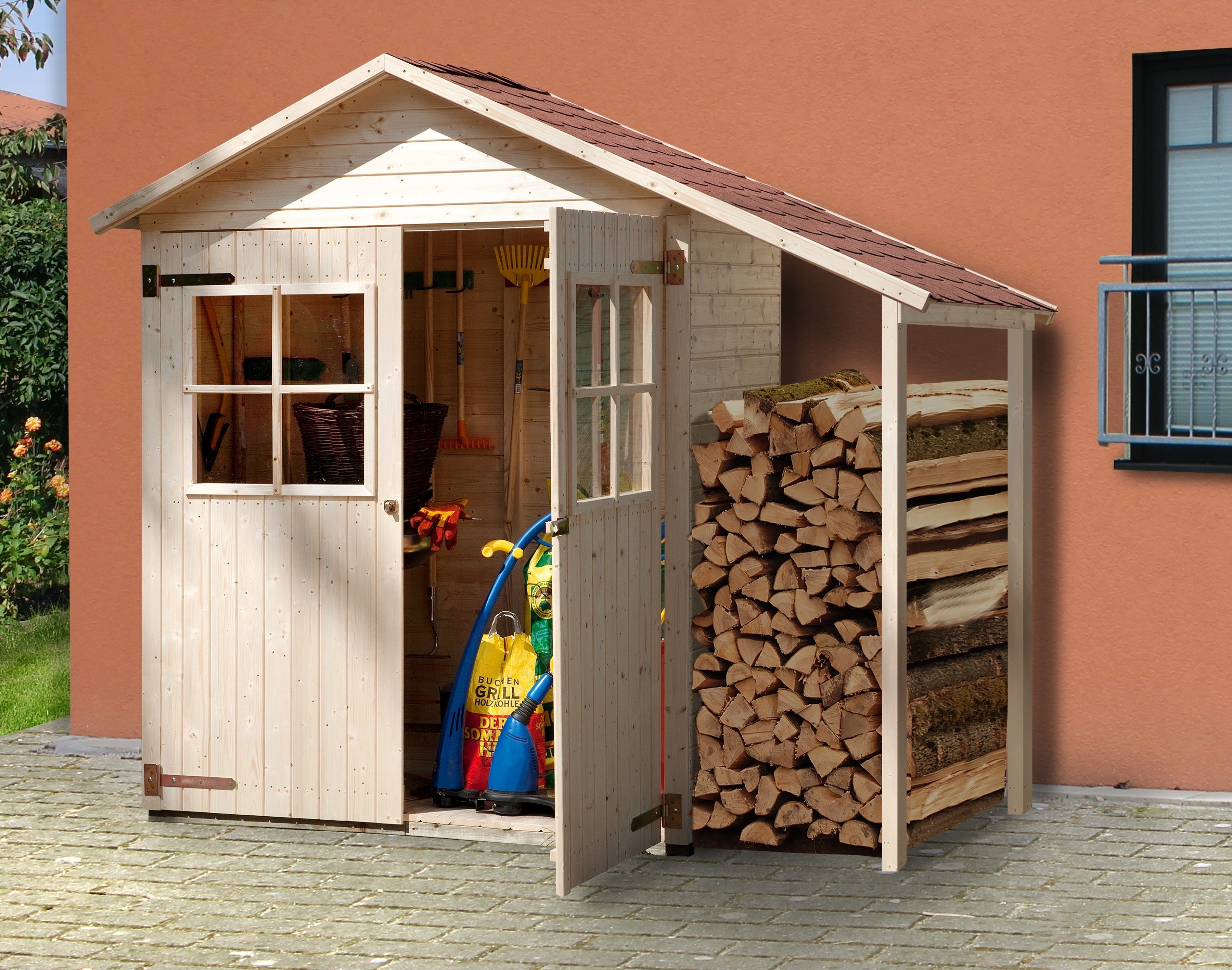 weka Garten-Geräteschrank Gr. 2, BxT: 245x105 cm, BxTxH: 245x105x216 cm, mit Schleppdach