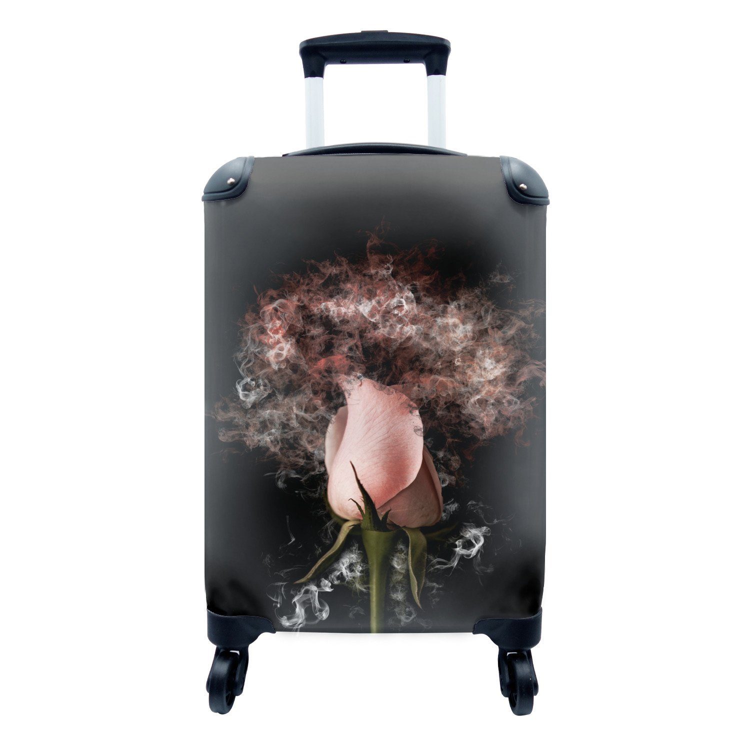 4 Reisekoffer mit Rauch MuchoWow Handgepäck - Reisetasche für - Handgepäckkoffer Trolley, Ferien, Blumen Rollen, Rosa, rollen,