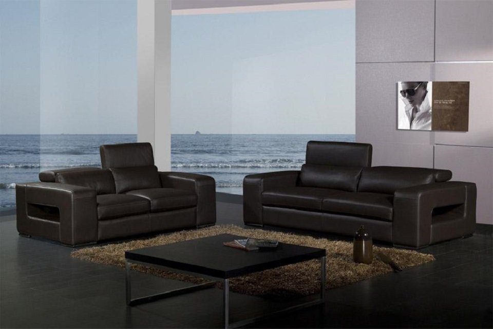 Sitzer Sofa, Polster in Europe Sofagarnitur Braun Made Leder Couchen Set Design Sofas JVmoebel Sofa 32