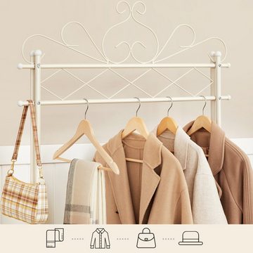 SONGMICS Kleiderständer »Garderobenständer«, mit Kleiderstange und 2 Ablagen, Vintage-Stil, cremeweiß