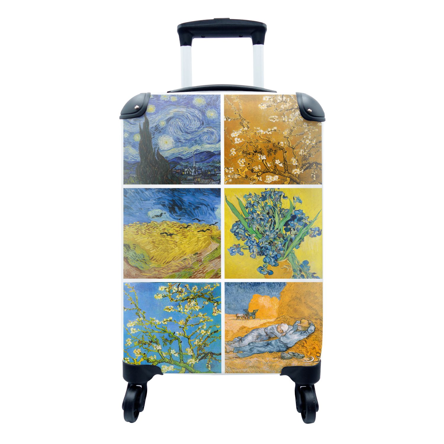 Handgepäck für MuchoWow Trolley, - Gogh - 4 Reisekoffer Sternennacht, Handgepäckkoffer Reisetasche mit Collage Van Rollen, rollen, Ferien,