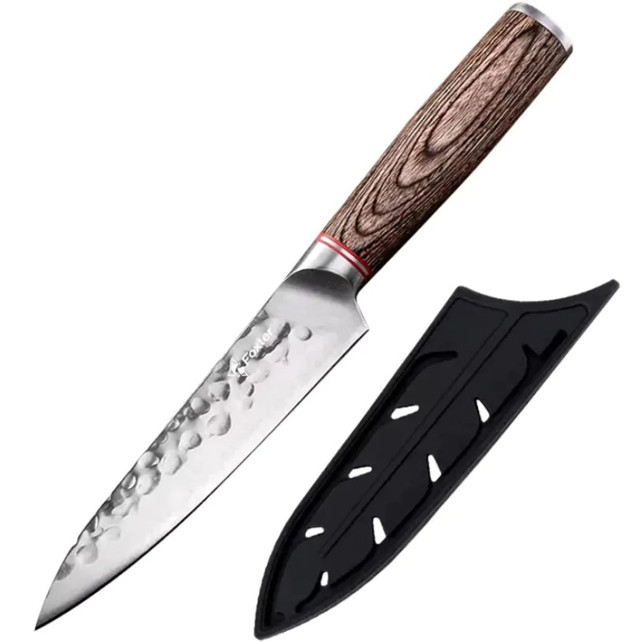 Foxter Taschenmesser Chef’s Kitchen Jagdmesser Universal Sharp mit Abdeckung 24cm, (Outdoor-Jagdmesser mit praktischer Schutzabdeckung, Jagdmesser mit Edelstahlklinge und Holzgriff inkl. Schutzhülle), Robustes und langlebiges Jagdmesser mit rutschfestem Holzgriff