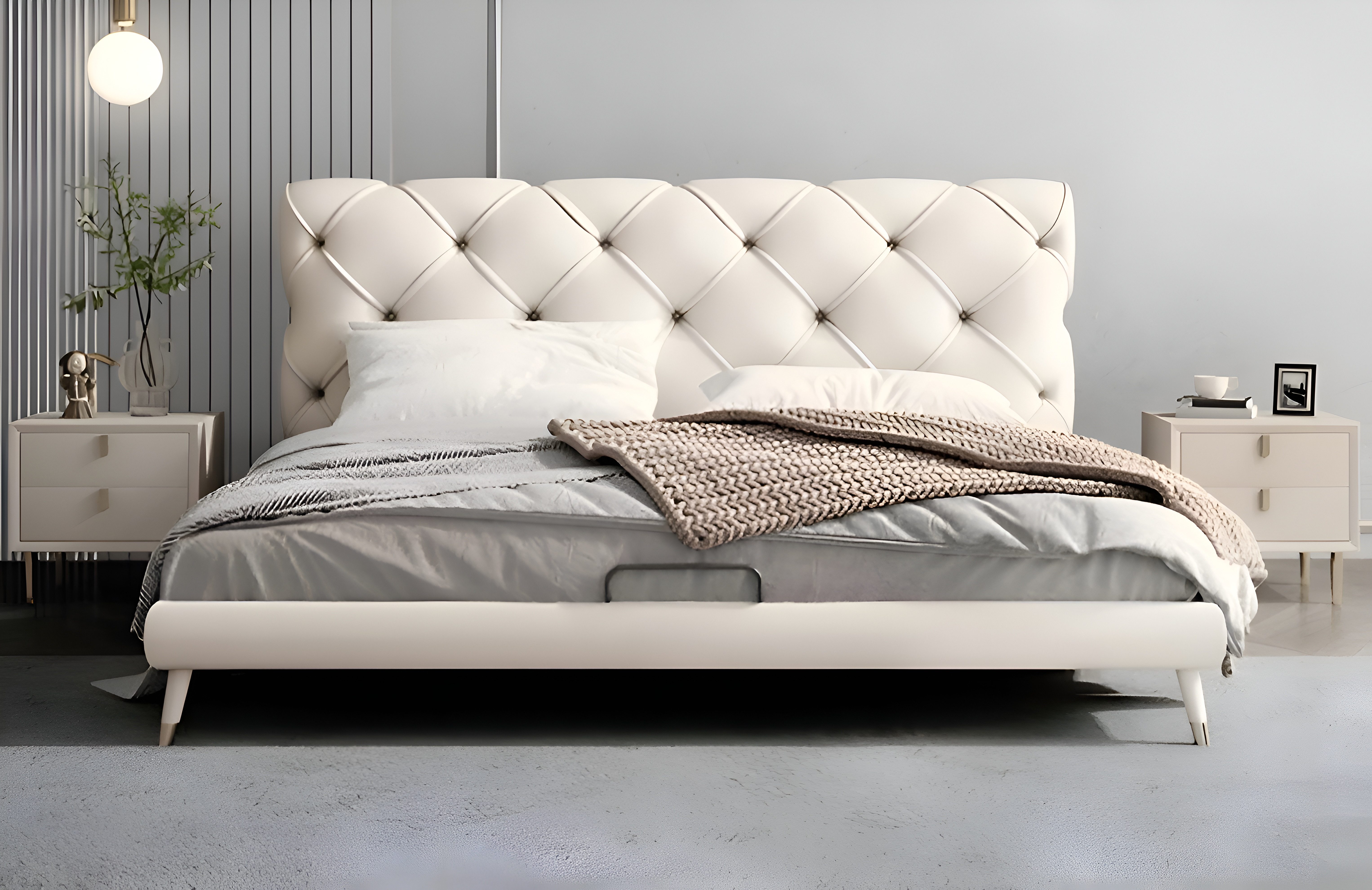 Xlmoebel Polsterbett Elegantes Bett mit stabilem Bettrahmen und stilvollem Kopfteil (Bett, 1-tlg., Bett), Hergestellt in Europa