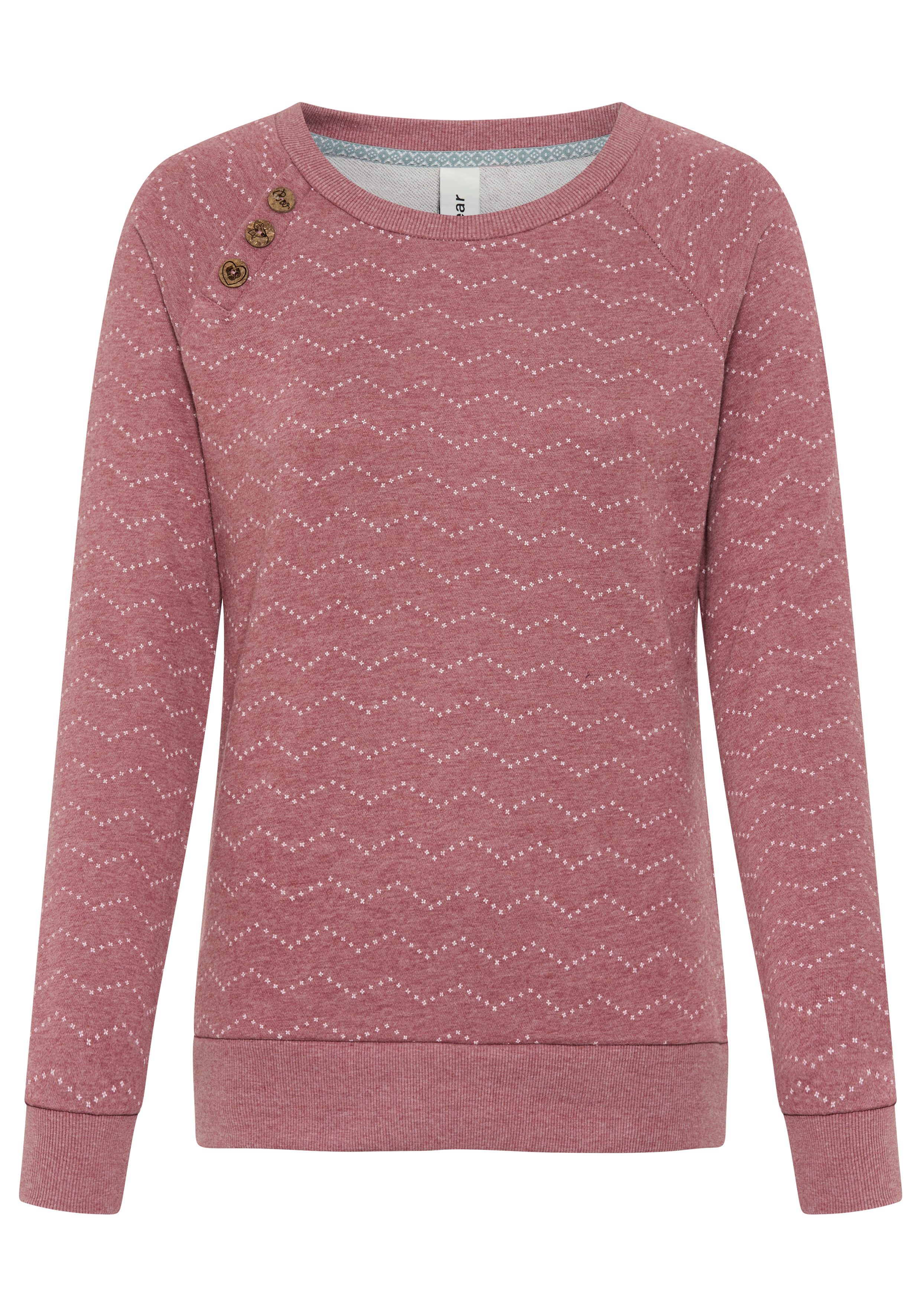 Ragwear Sweatshirt DARIA ZIG ZAG O mit Zierknöpfen am Ausschnitt günstig online kaufen