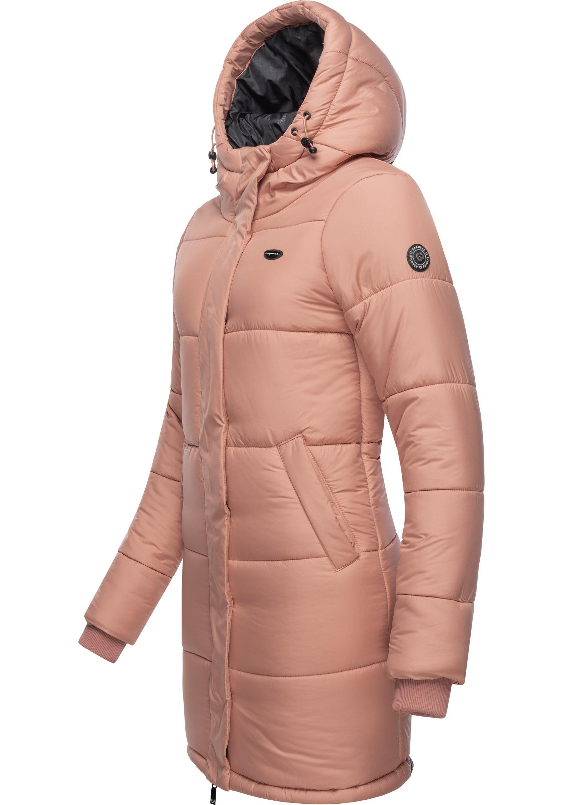 Ragwear Steppmantel Relive Long Remake lange Damen Steppjacke mit Kapuze