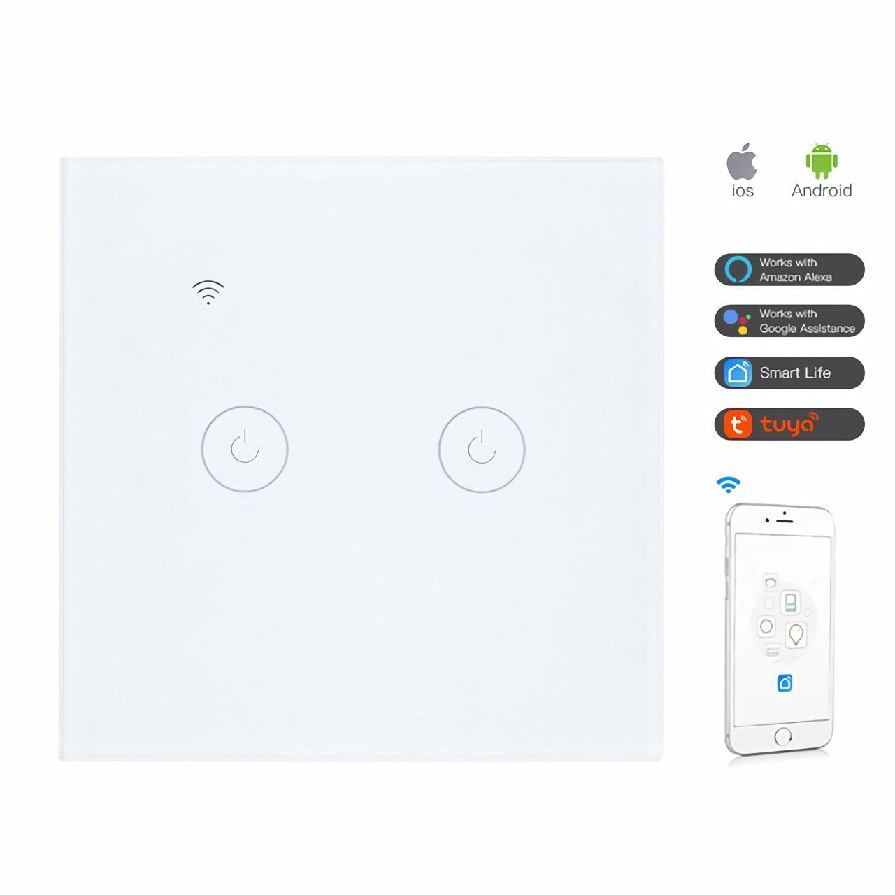 Bolwins Lichtschalter B00C WiFi Lichtschalter Touchschalter Home Wandschalter Intelligent