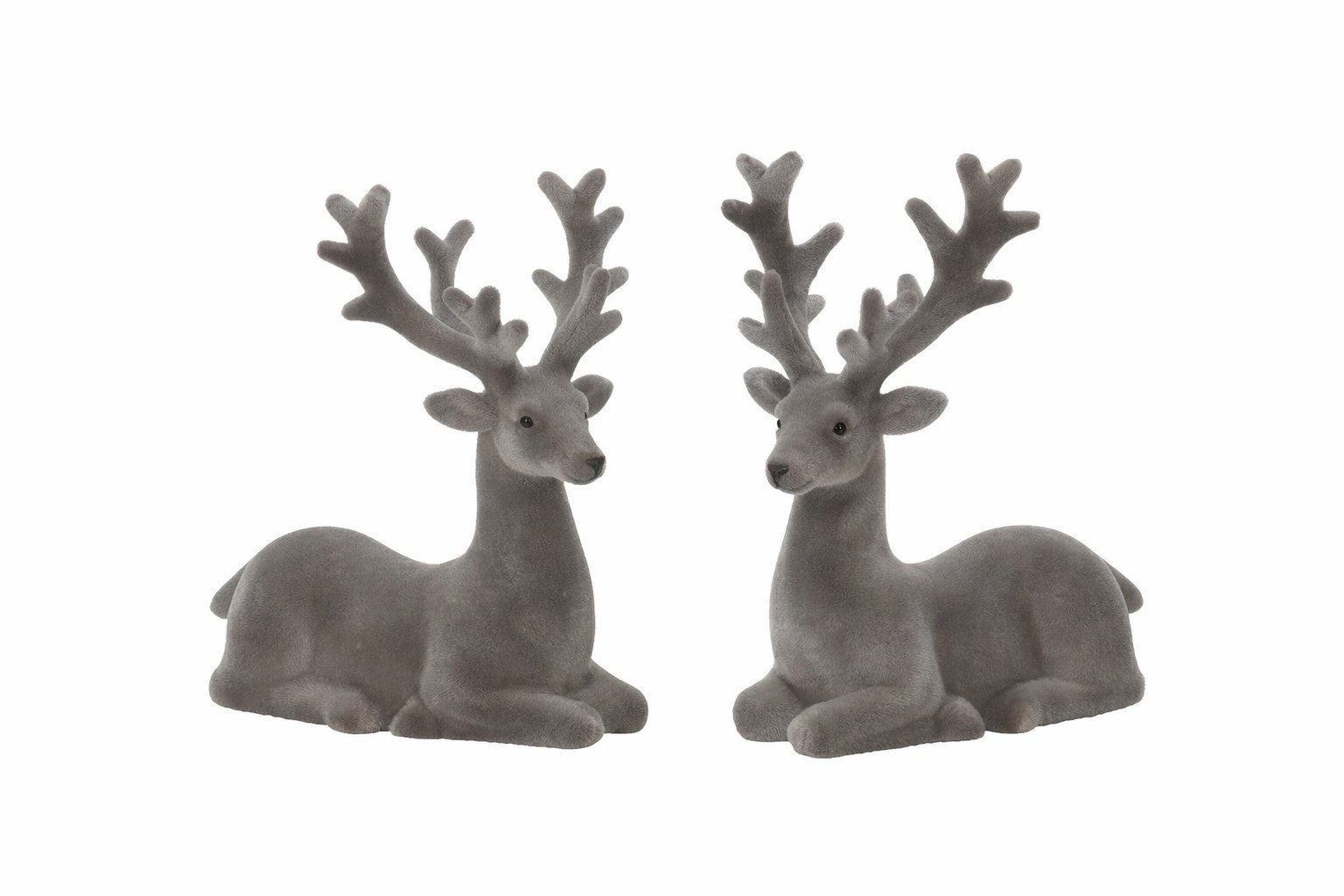 finehomegarden Dekofigur 2x Hirsch Rentier grau/braun liegend 17x8,5cm H20c günstig online kaufen