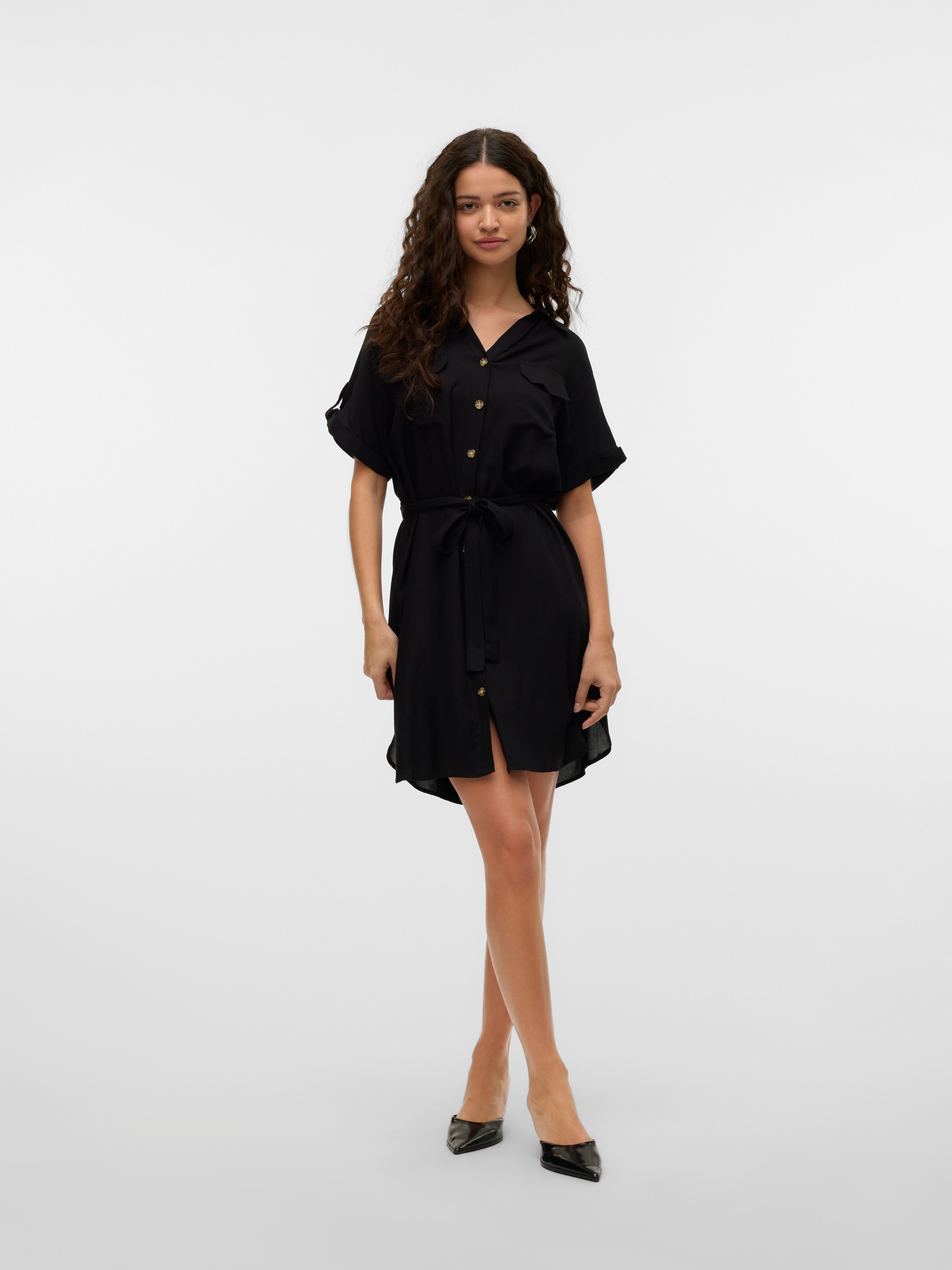 Vero Moda Hemdblusenkleid VMBUMPY SS SHORT SHIRT DRESS WVN GA NOOS Viskose, loose fit – Bild 4 von 5