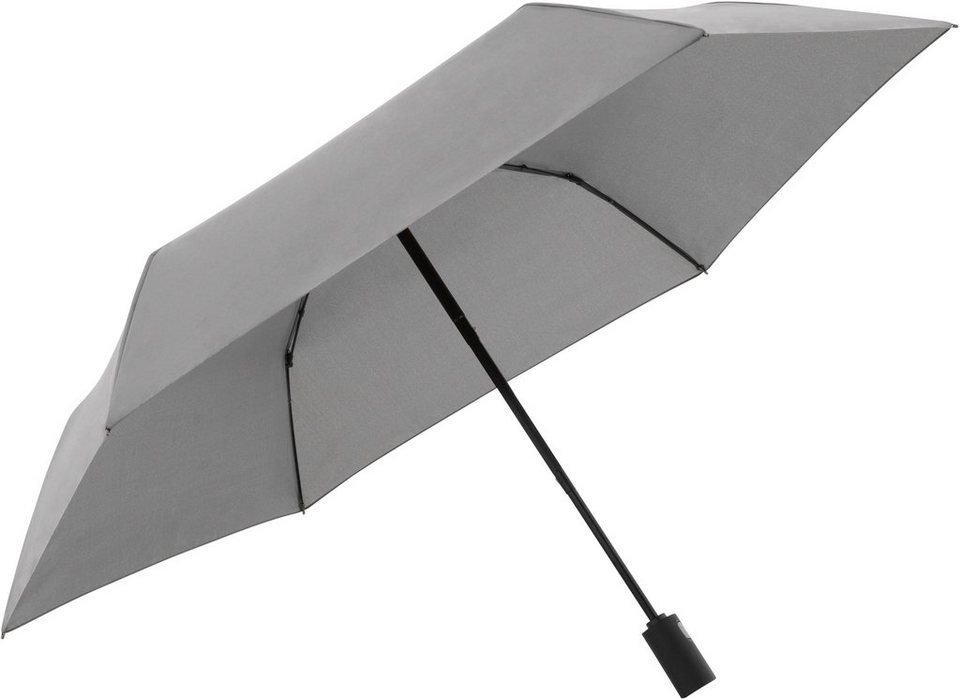 doppler® Taschenregenschirm Smart close uni, grey, Mit nur einem Knopfdruck  schließt sich das Schirmdach