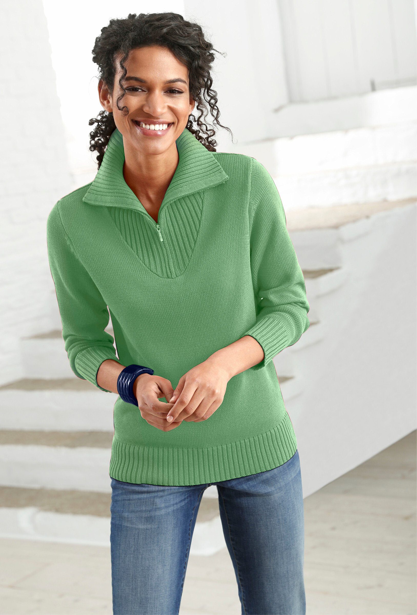 Witt Strickpullover Pullover Langarm Materialmix