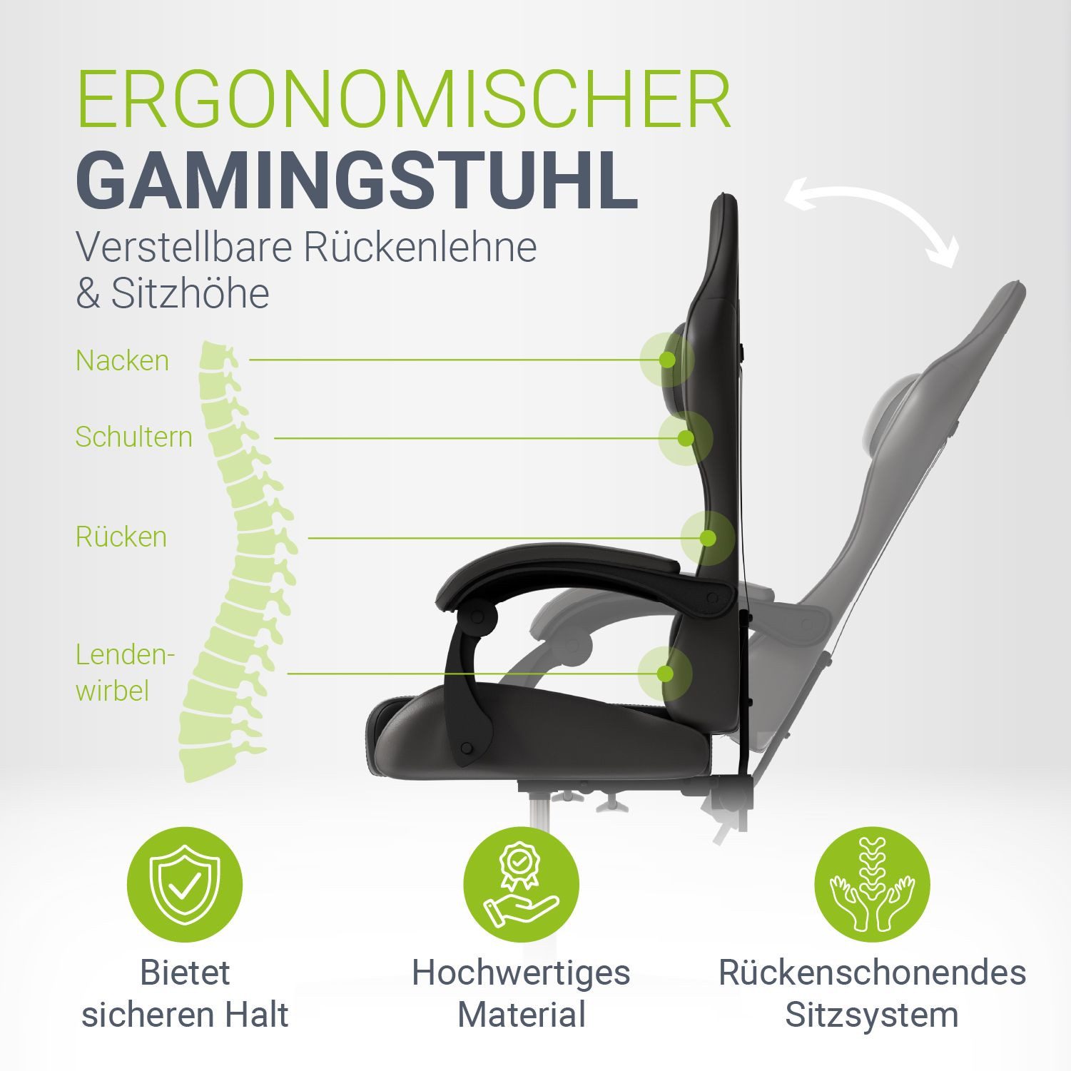 Juskys Gaming-Stuhl HyperSeat, Verstellbare Rückenlehne, robuste günstig online kaufen