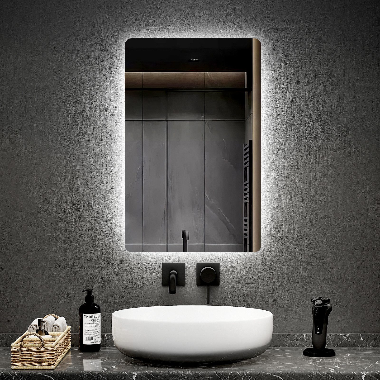 EMKE LED-Lichtspiegel Wandspiegel mit Beleuchtung LED Badspiegel Klein mit günstig online kaufen