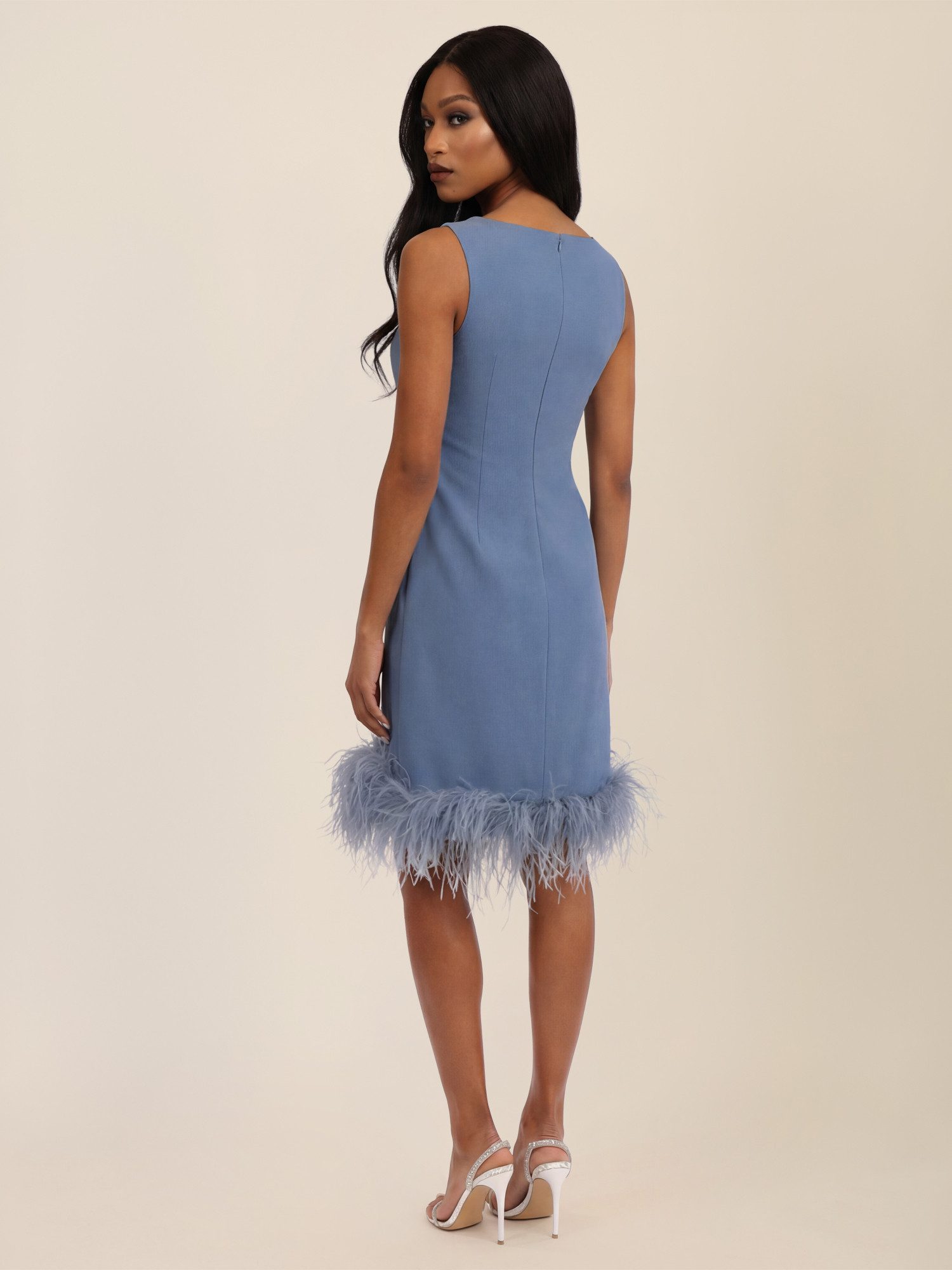 Apart Midikleid mit Federsaum