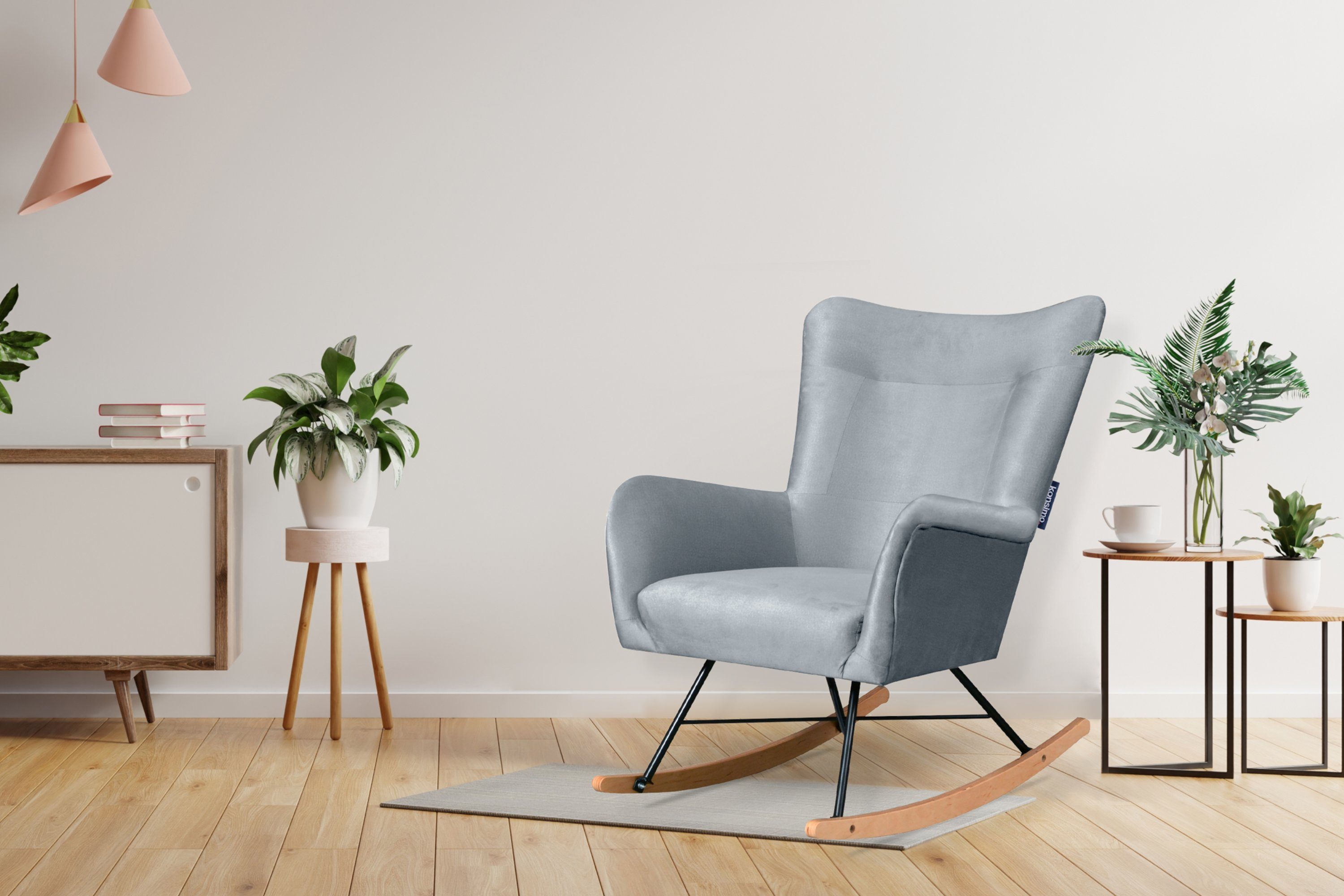 KONSIMO® Schaukelsessel ADDUCTI Stillsessel, Schaukelstuhl, pflegeleichter Veloursstoff,Hergestellt in EU