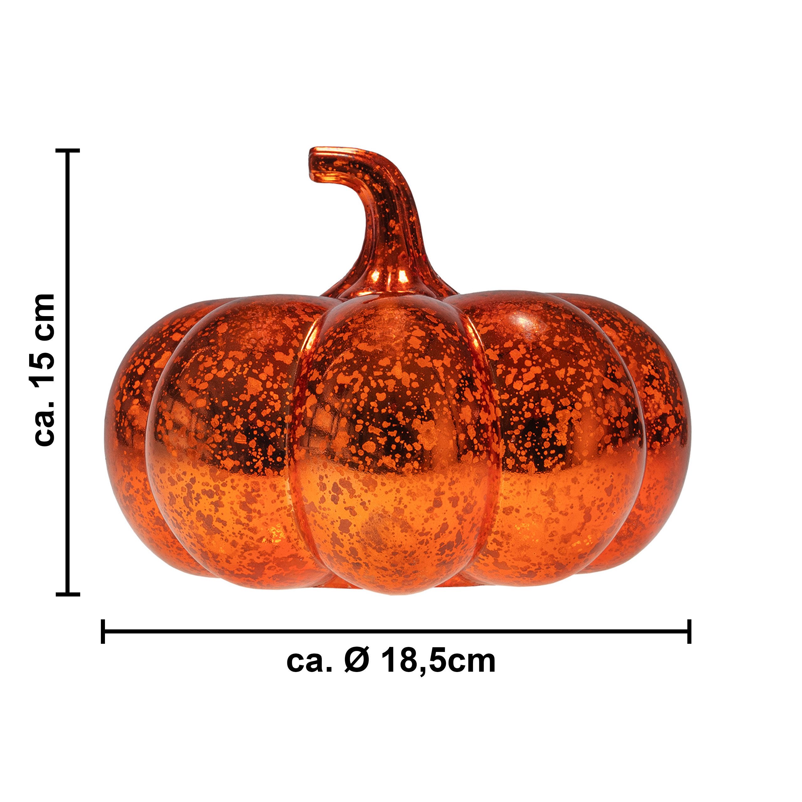 IC Home Dekoobjekt Deko-Kürbis mit 15 Lichter beleuchtet, aus robustem Kunststoff, Glas-Optik, batteriebetrieben, Timer, ca. 17 x 16,5 cm – Bild 4 von 4