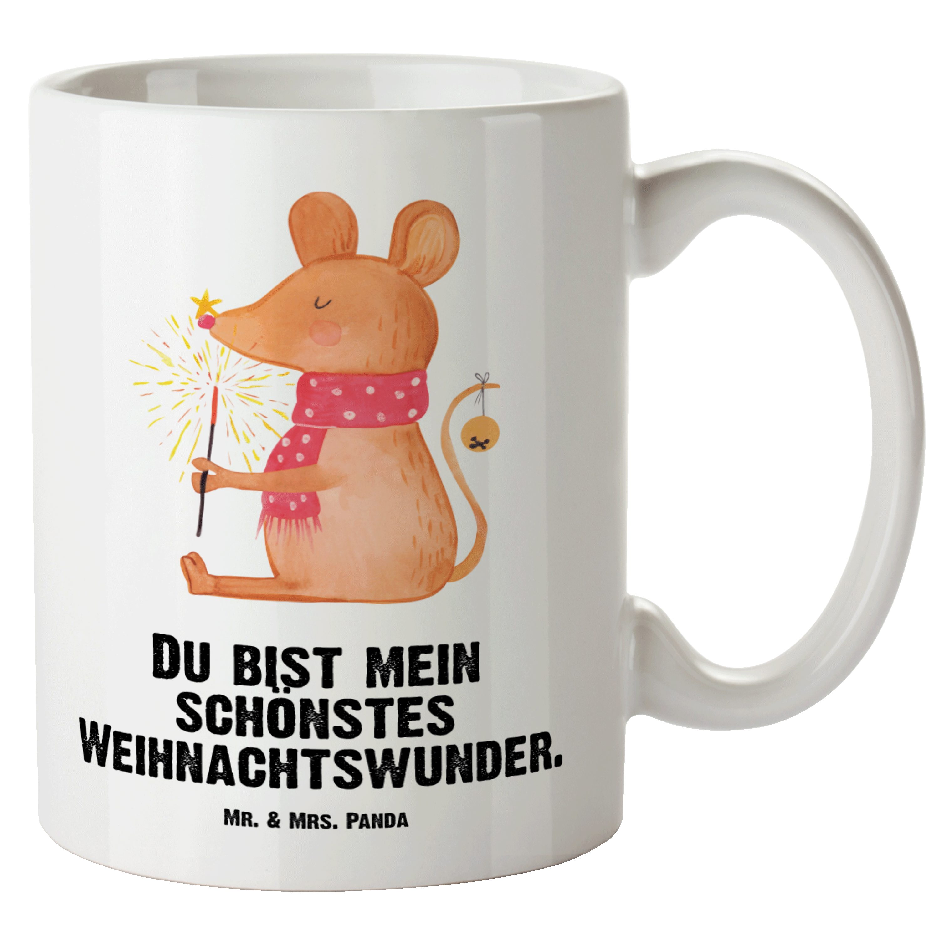 Tasse, Weihnachtsmaus Panda Keramik - Groß, - Große Mr. XL Weiß Tasse & Heiligabend, Wei, Mrs. Geschenk, Tasse