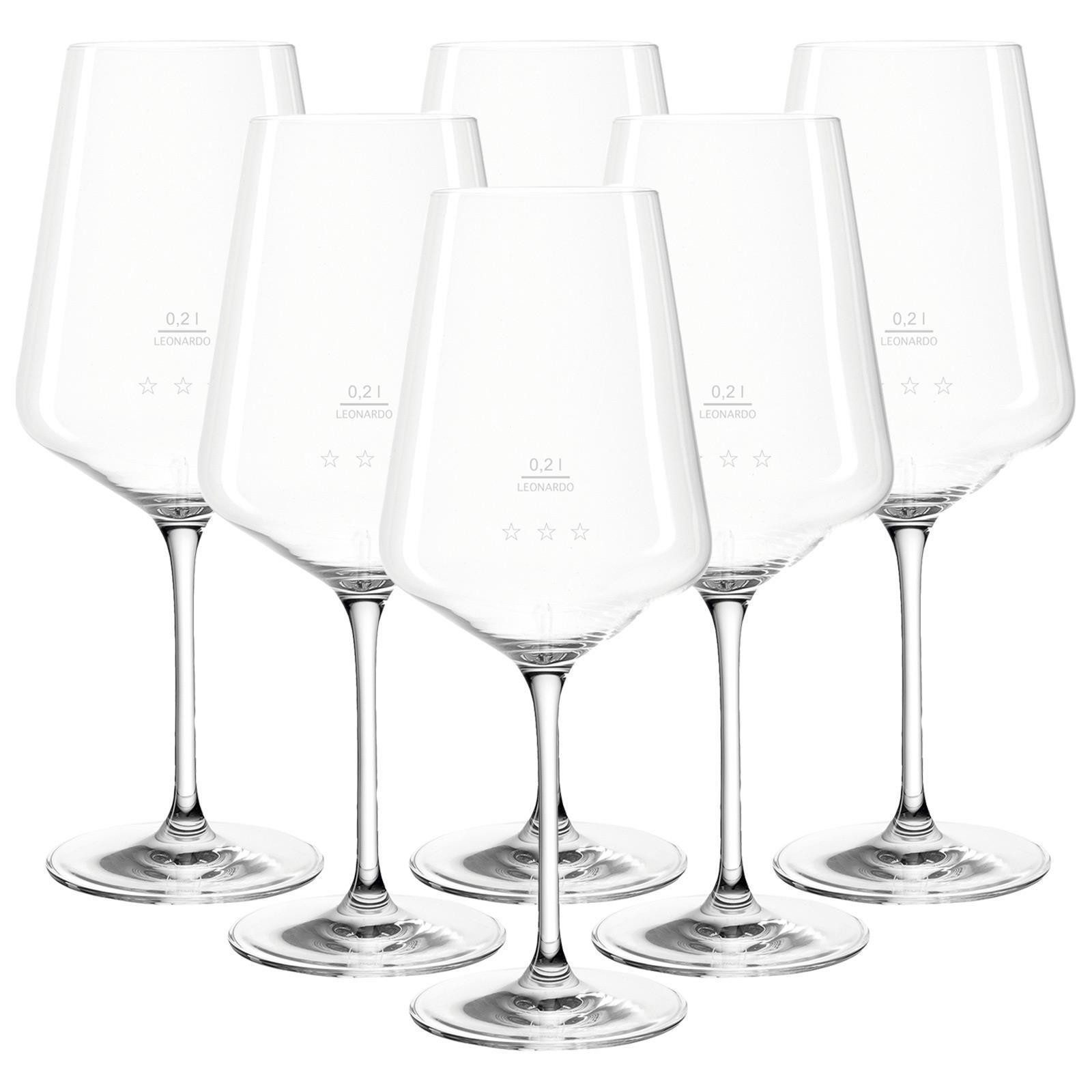 LEONARDO Rotweinglas Puccini Gastro-Edition Rotweingläser geeicht 0,2 l, 6-tlg., Glas