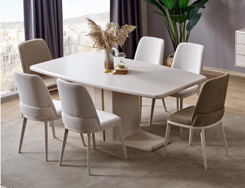Xlmoebel Esszimmer-Set Modernes Esszimmer Set mit Tisch und 6 Stühlen aus Holz, (2-St), Made in Europa
